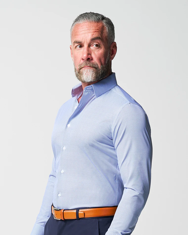"The Charles" Navy Diamond Dress Shirt - Image 5