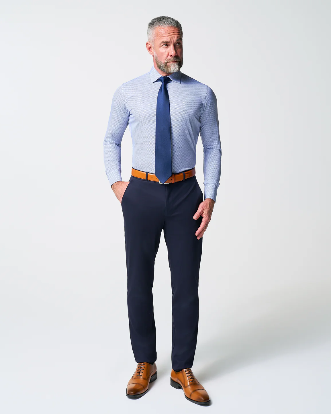"The Charles" Navy Diamond Dress Shirt - Image 6