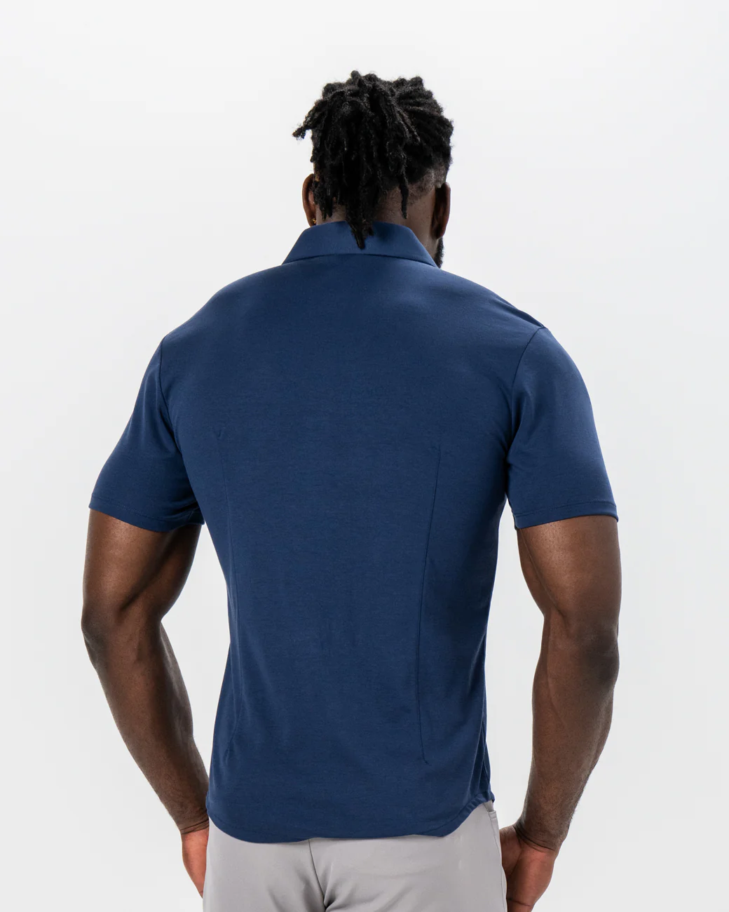 "The Deke" Navy Pique Short Sleeve Button Down - Image 4