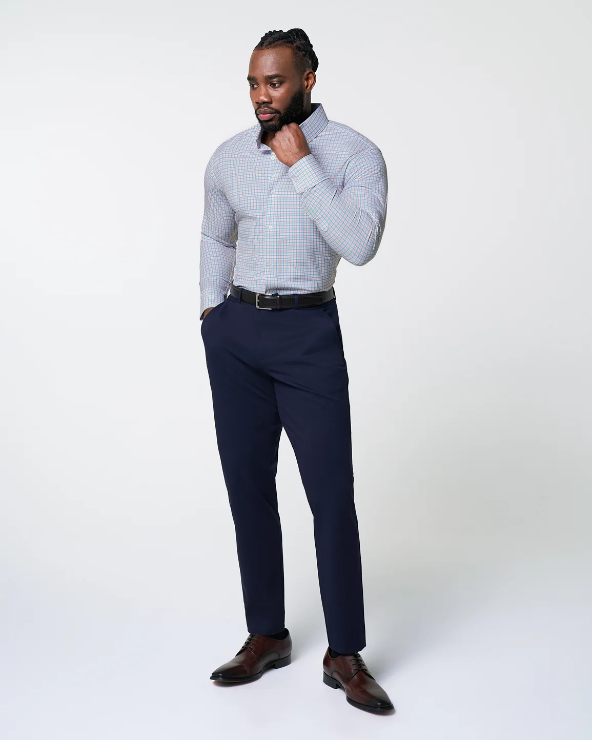 "The Dimitri" Blue Plaid With Orange Windowpane - Image 3