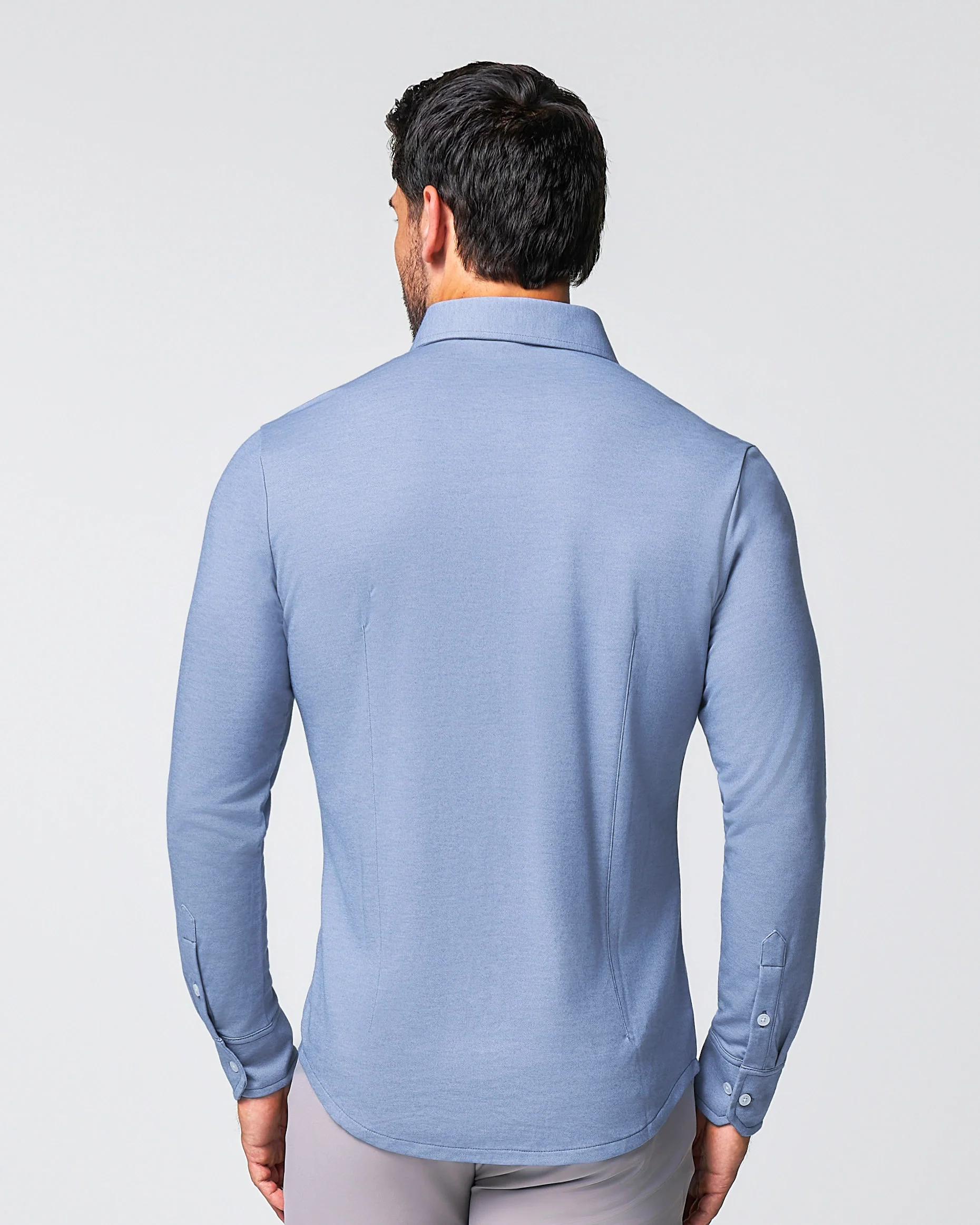 "The Dylan" Sky Blue Pique Button Down - Image 4