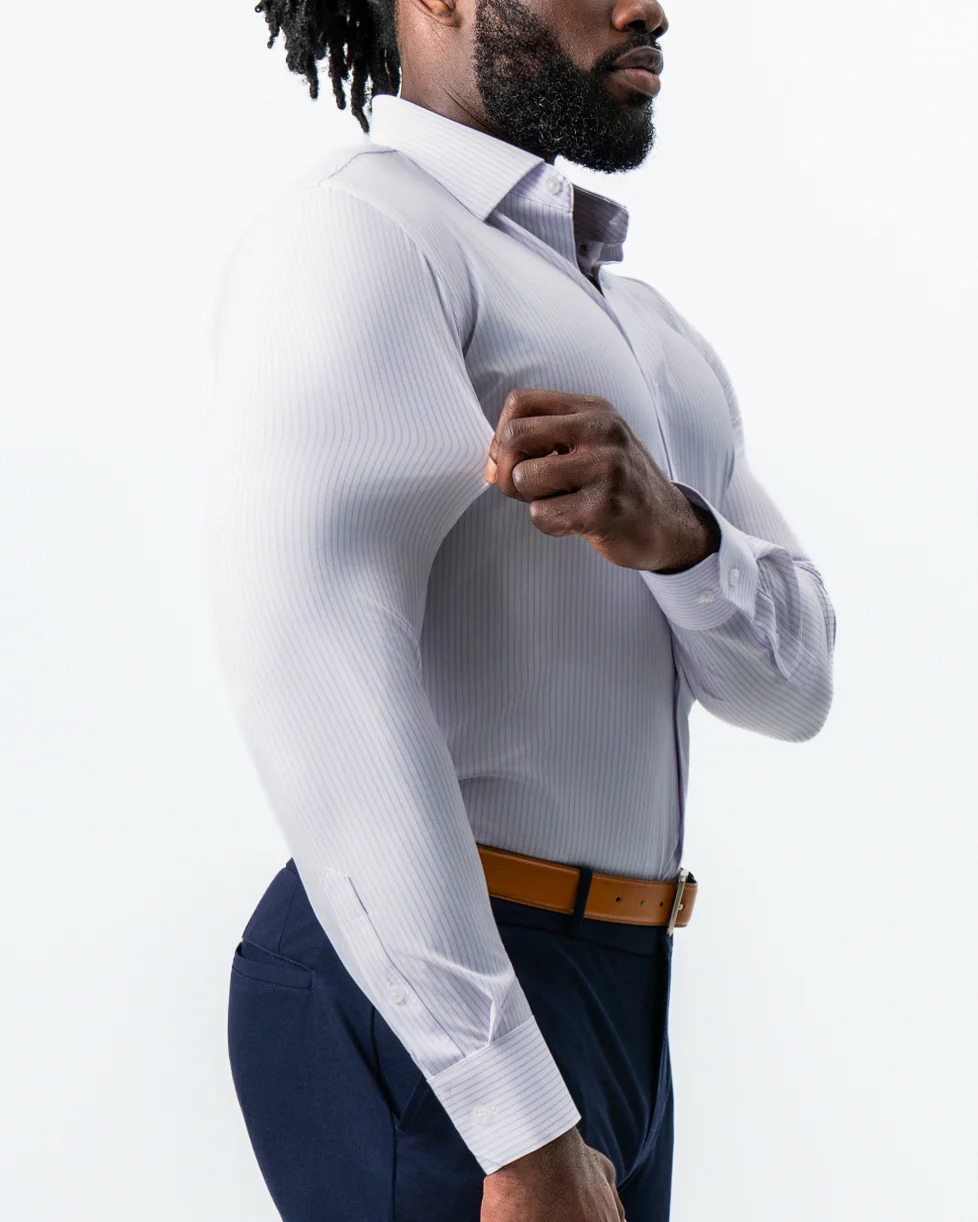 "The Fairmont" White with Lavender Mid-Stripe - Image 2