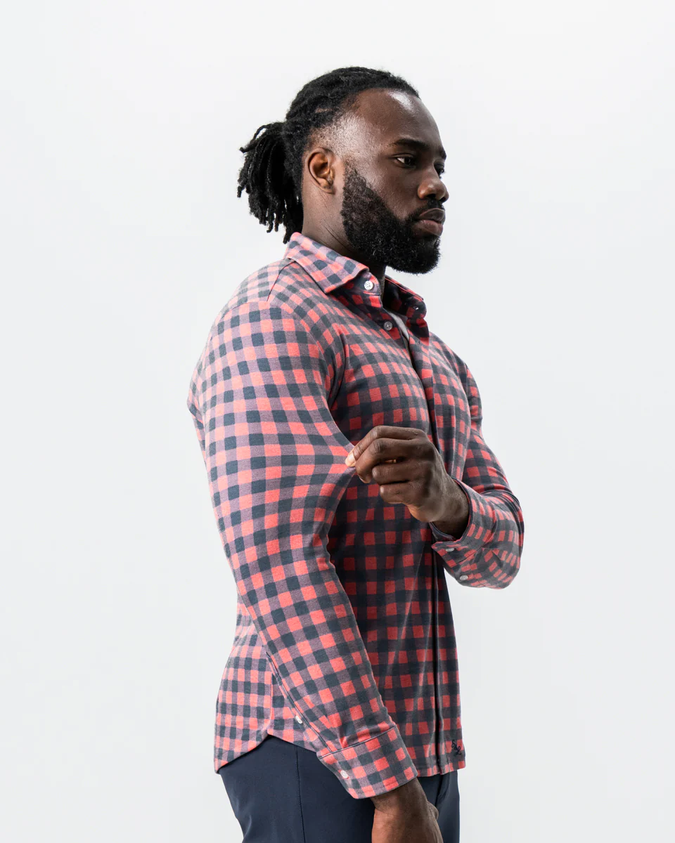 "The Filson" Red & Navy Big Check Button Down - Image 6