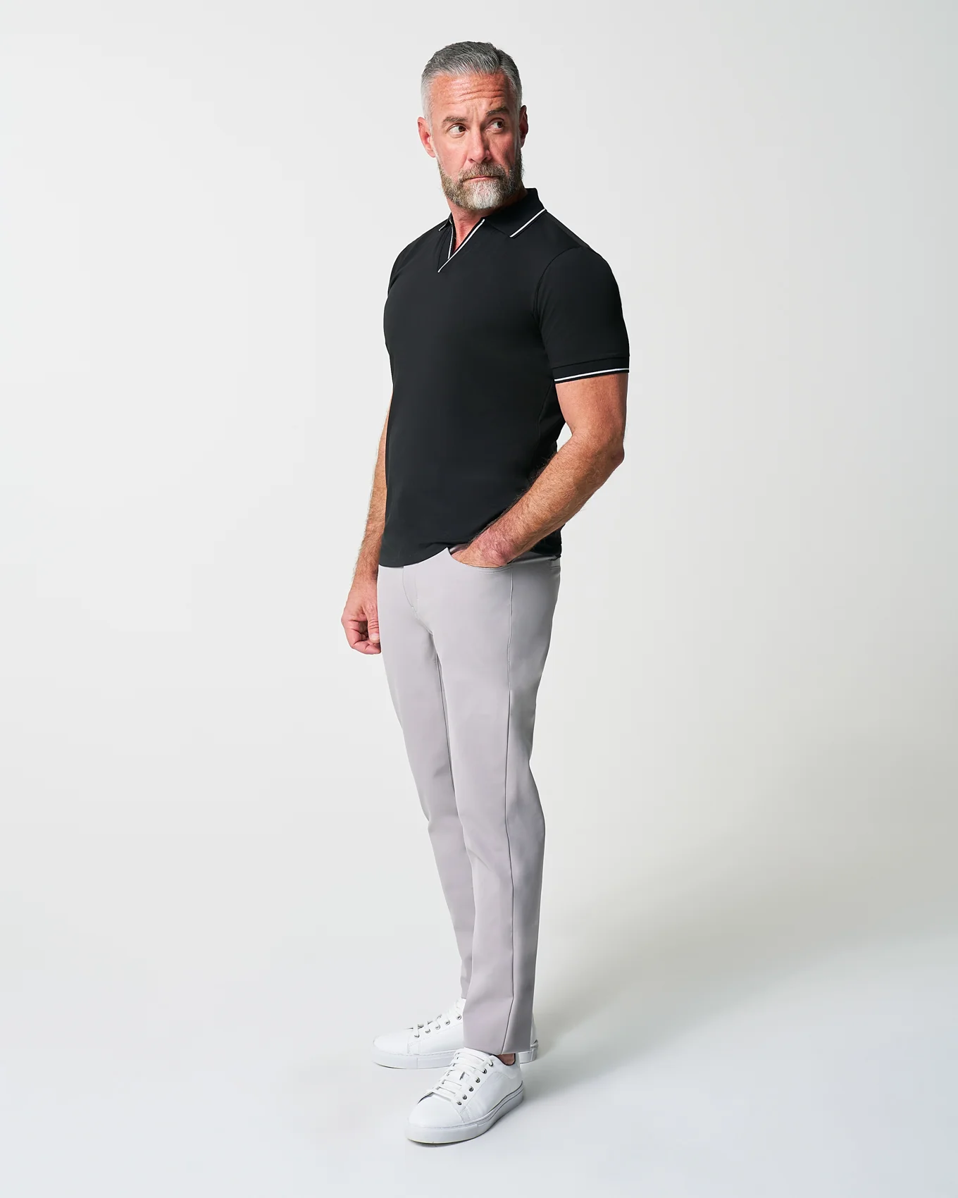 "The Gage" Black with White Tipped Polo - Image 3