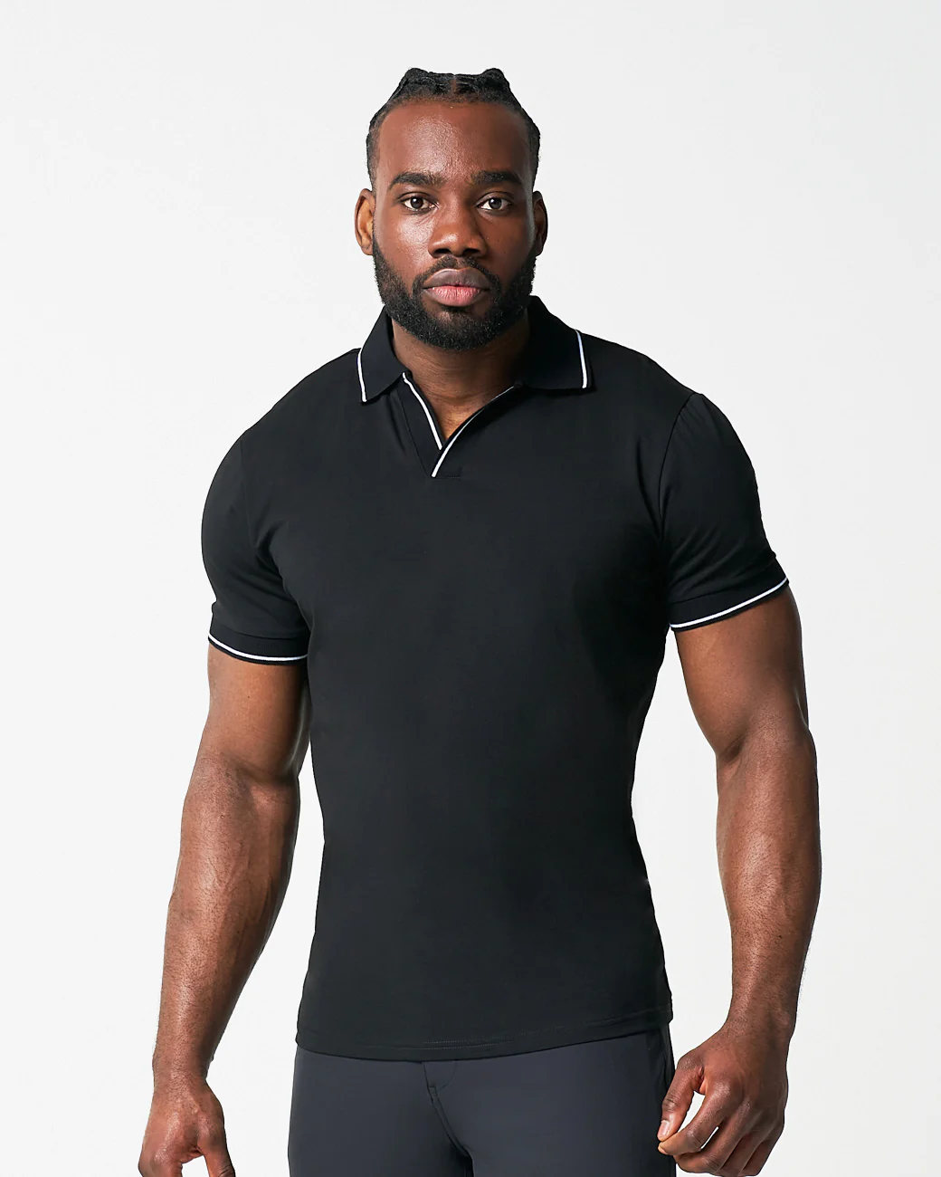 "The Gage" Black with White Tipped Polo - Image 5