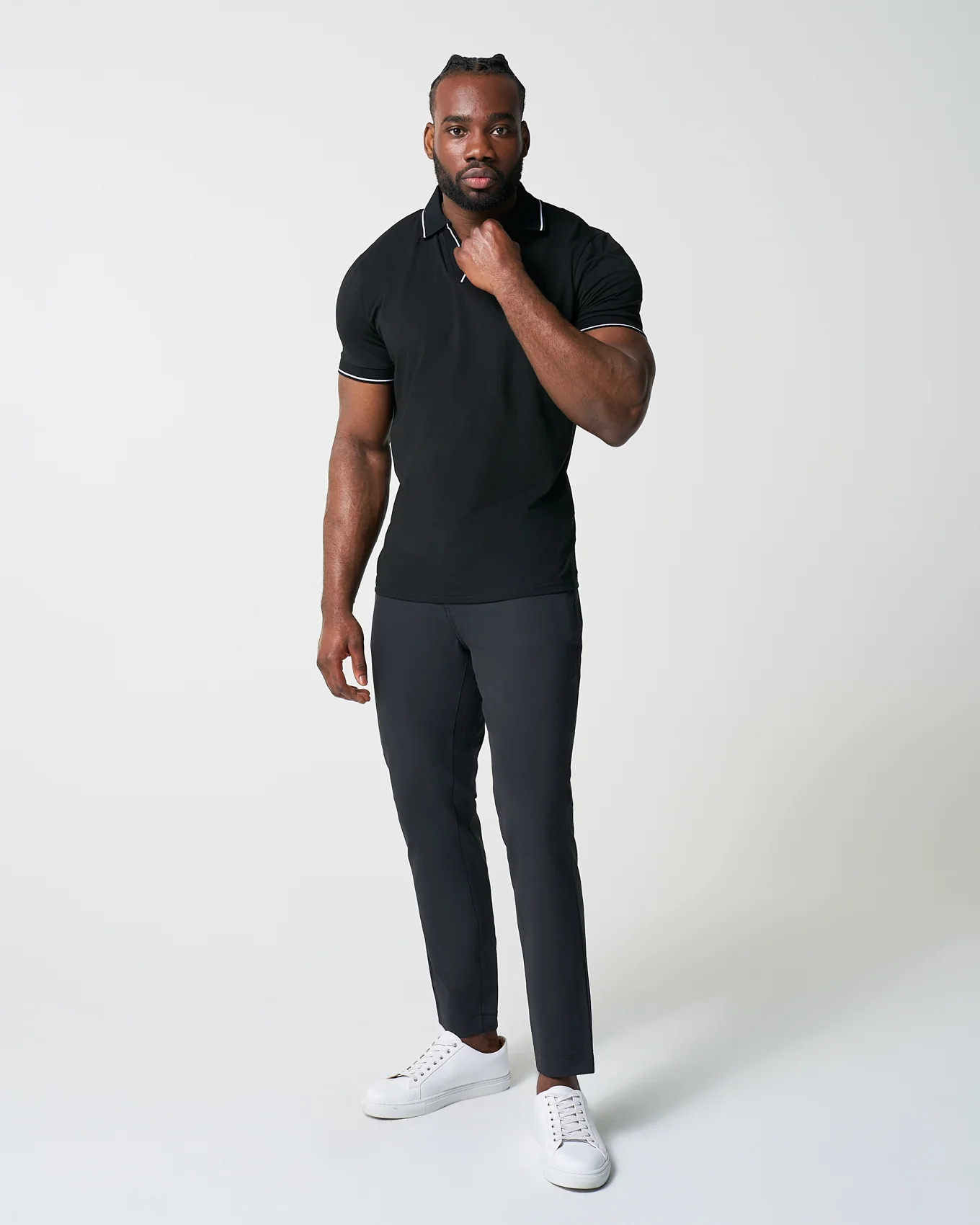 "The Gage" Black with White Tipped Polo - Image 7