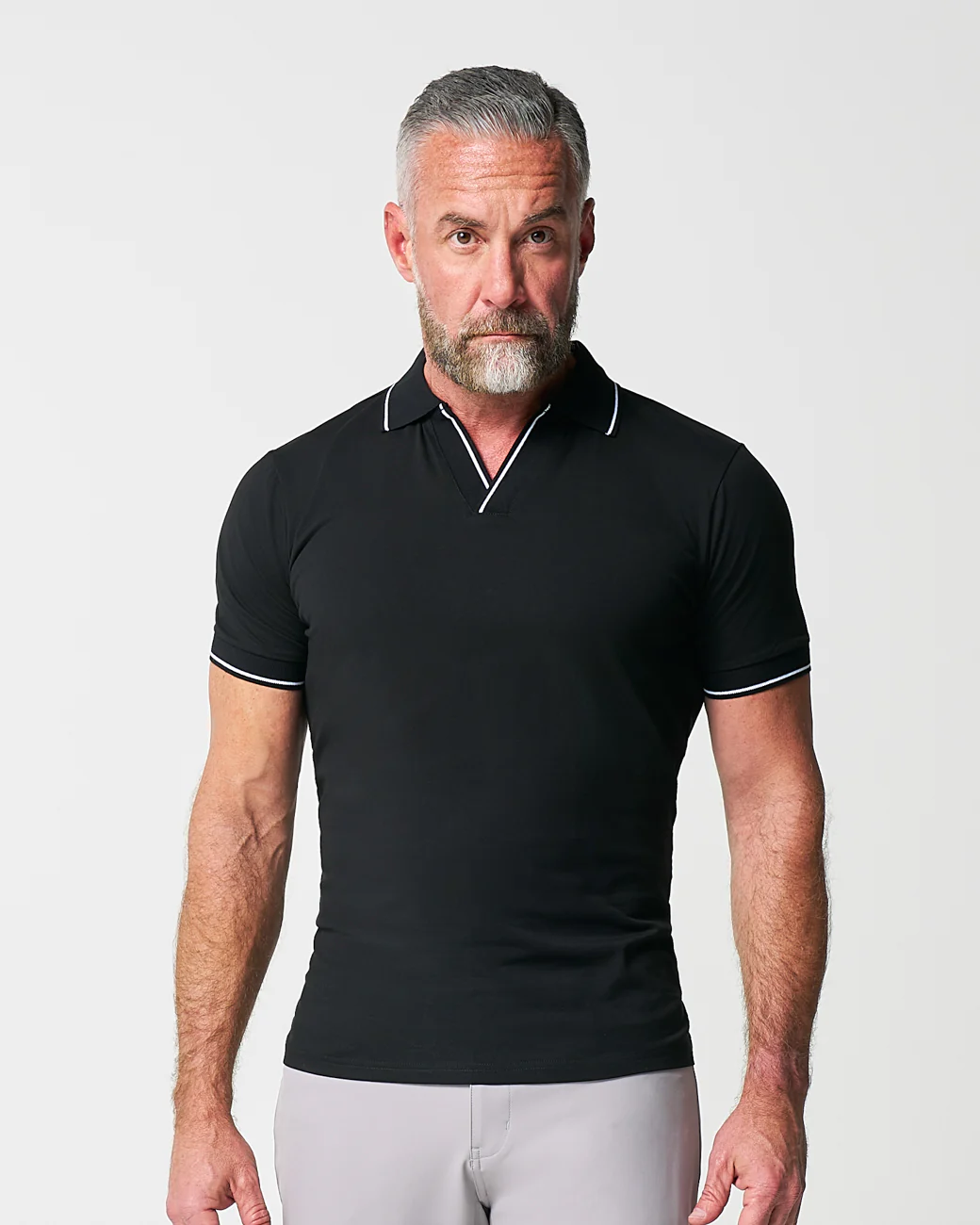"The Gage" Black with White Tipped Polo - Image 8