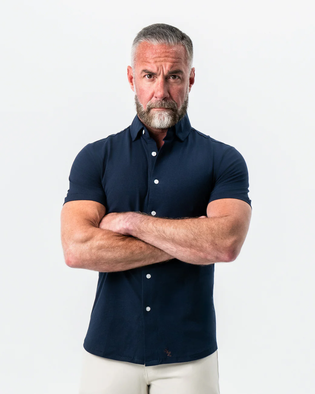 "The Hawkins" Navy Short Sleeve Button Down - Image 5