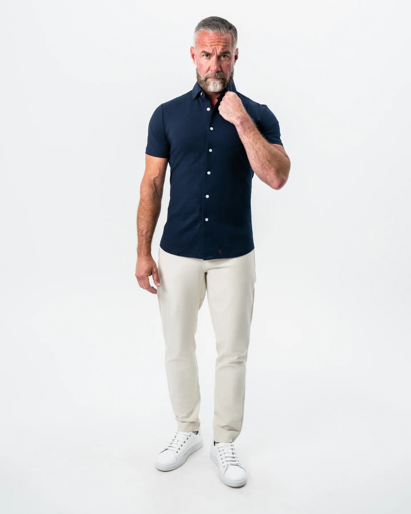 "The Hawkins" Navy Short Sleeve Button Down - Image 6