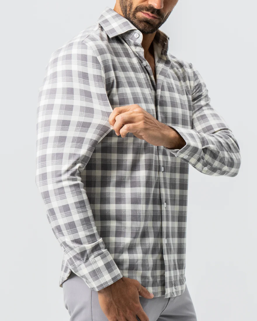 "The Holden" Grey Plaid Button Down - Image 3
