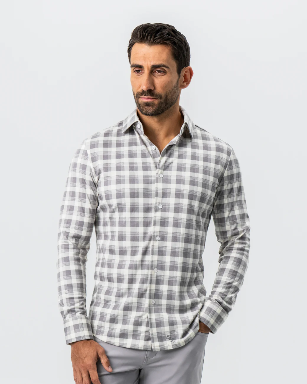"The Holden" Grey Plaid Button Down - Image 7