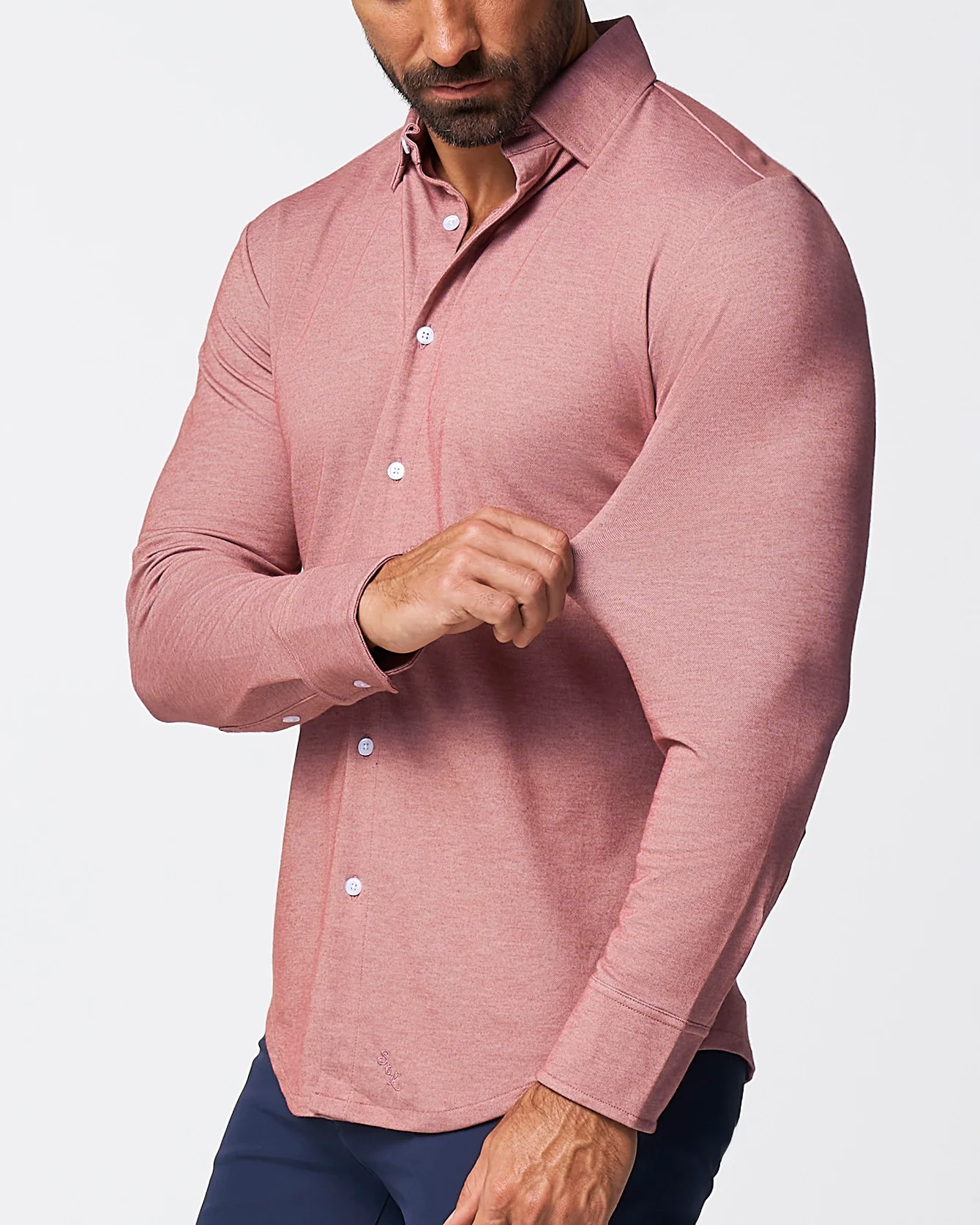 "The Jace" Maroon Pique Button Down - Image 3