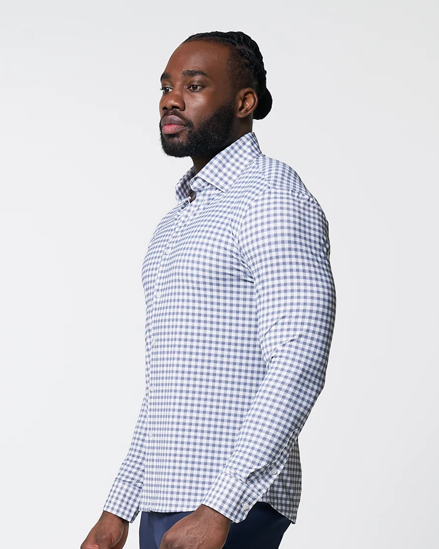 "The Jones" Sport Shirt - White & Grey Check - Image 4