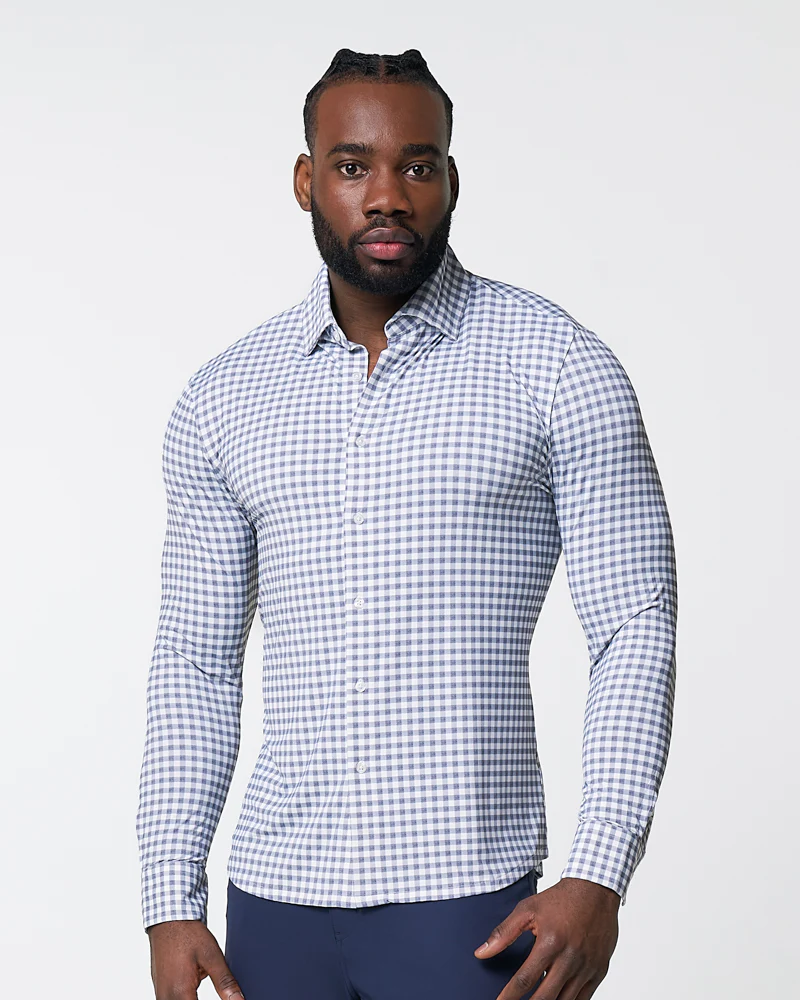 "The Jones" Sport Shirt - White & Grey Check - Image 5