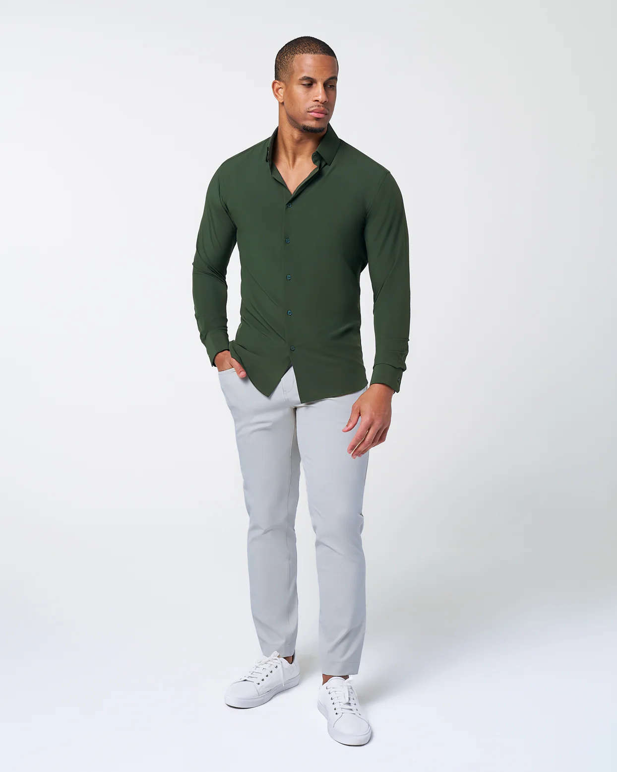 ''The Kelce" Solid Dark Olive Green - Classic Fit - Image 3