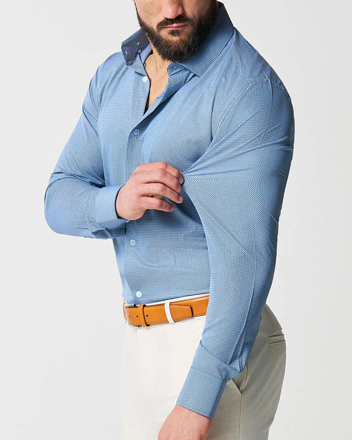 "The Lamar" Light Blue, Black & White Geo Weave - Image 2
