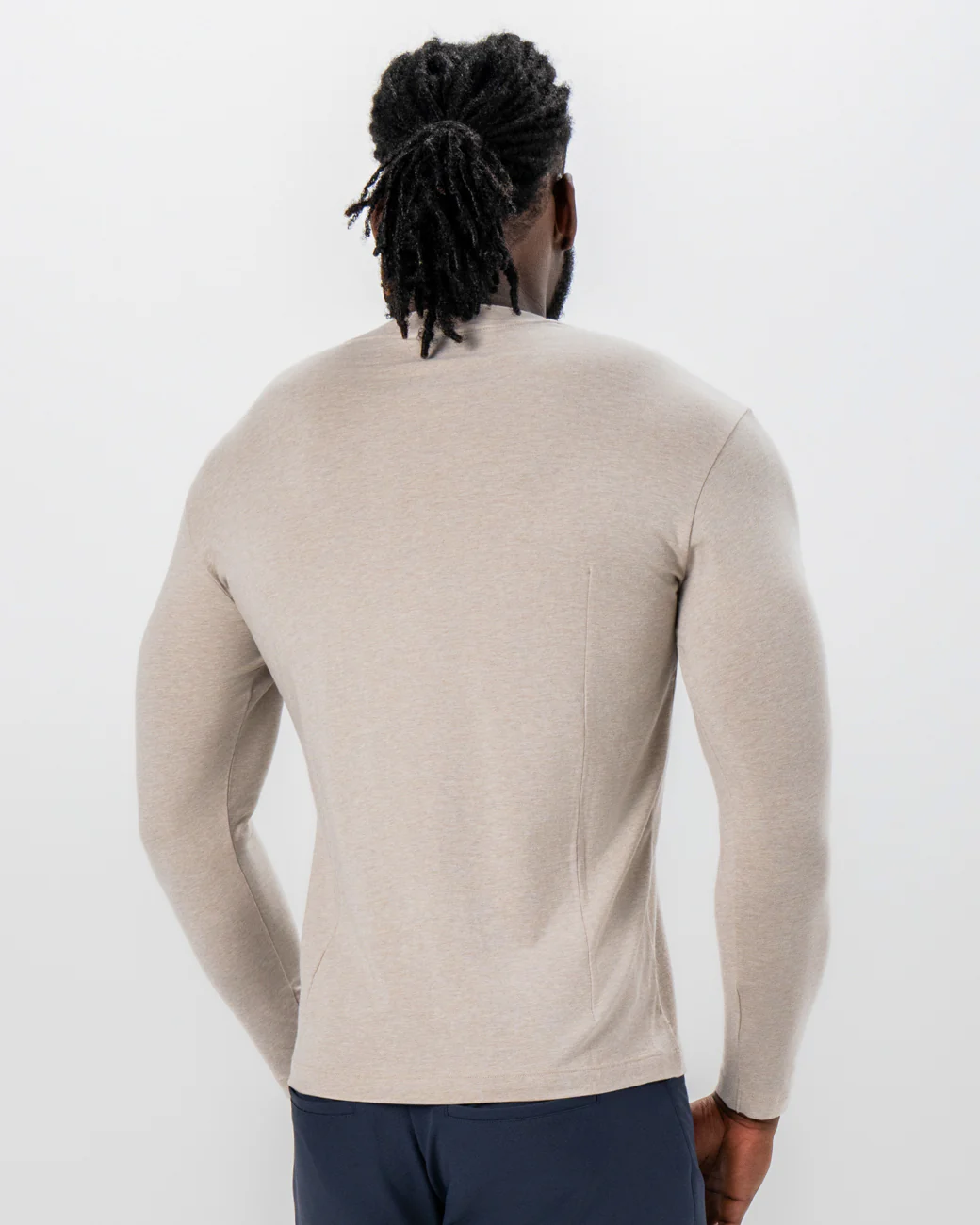 "The Landon" Heathered Cream Long Sleeve Crewneck - Image 4