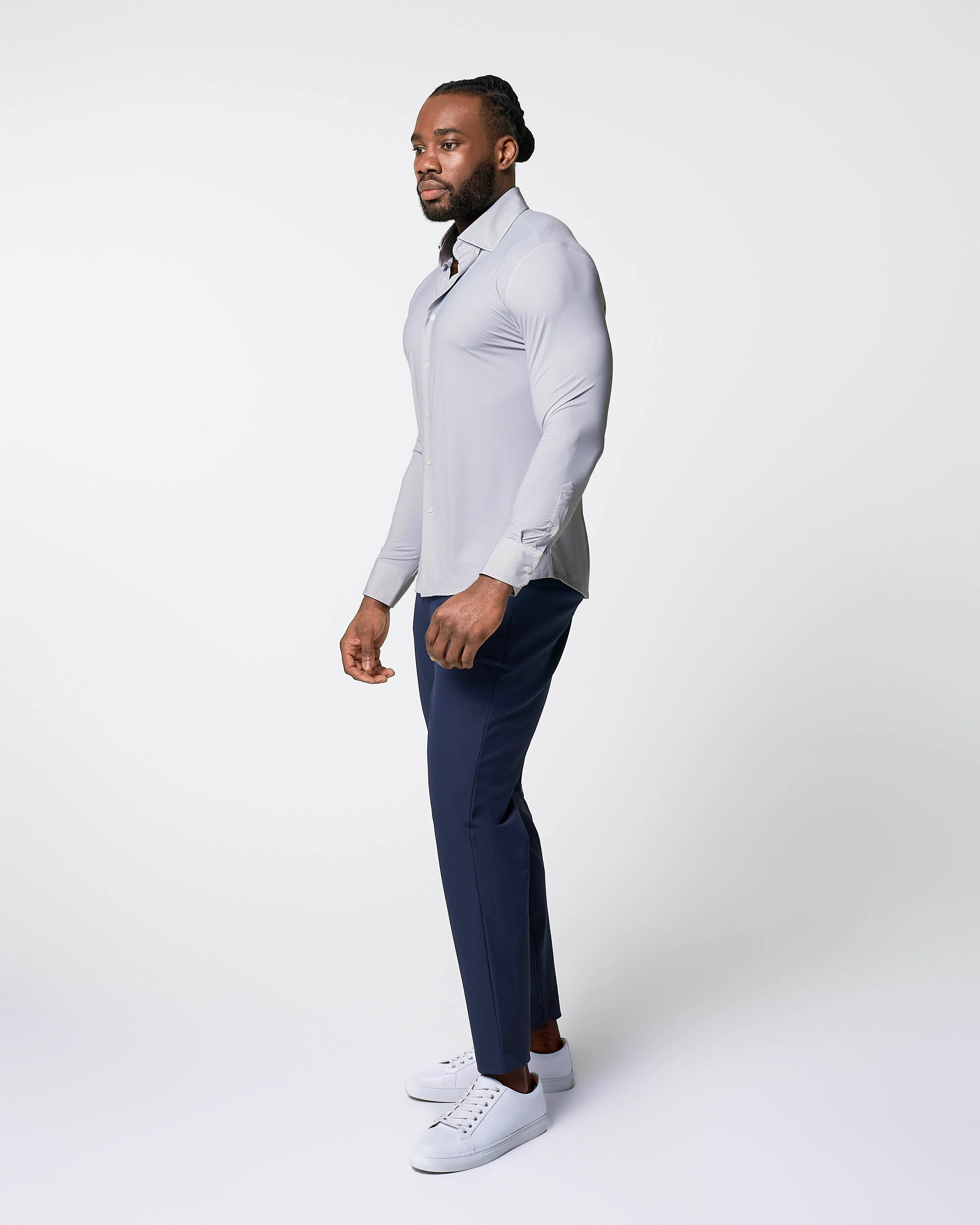 "The Larson" Sport Shirt - Grey & Big Dot - Image 5
