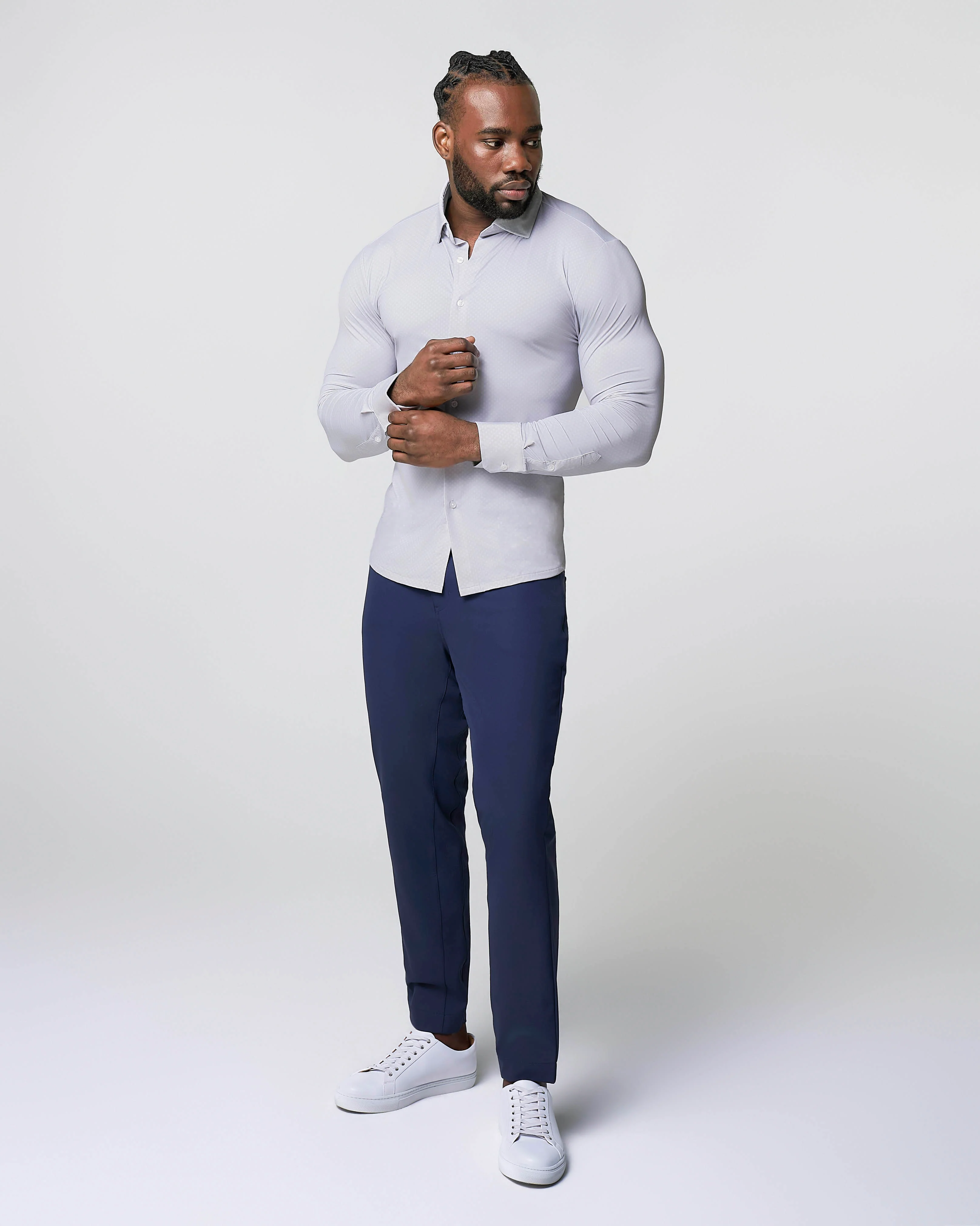 "The Larson" Sport Shirt - Grey & Big Dot - Image 6