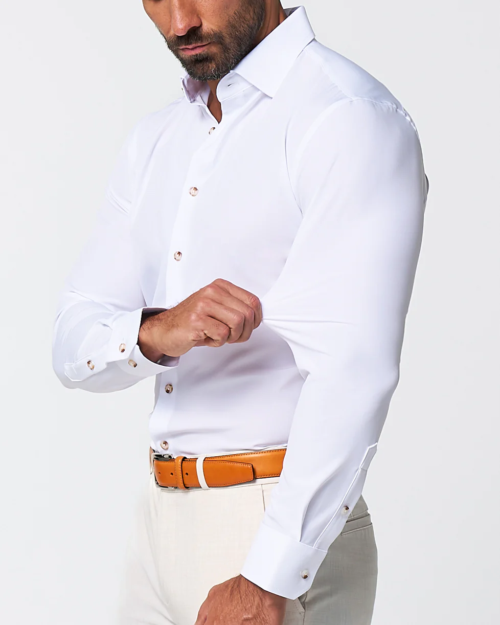 "The Leonardo" Solid White With Tortoise Shell Buttons - Image 3