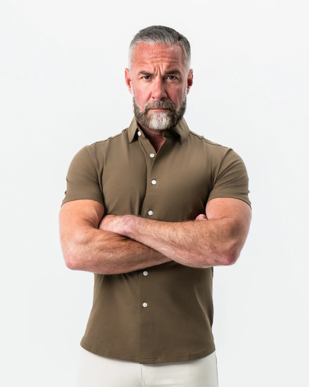 "The Lincoln" Olive Short Sleeve Button Down - Image 2