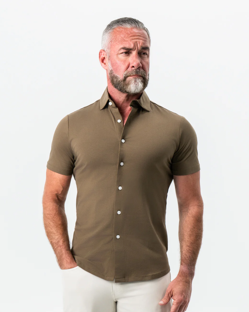 "The Lincoln" Olive Short Sleeve Button Down - Image 5