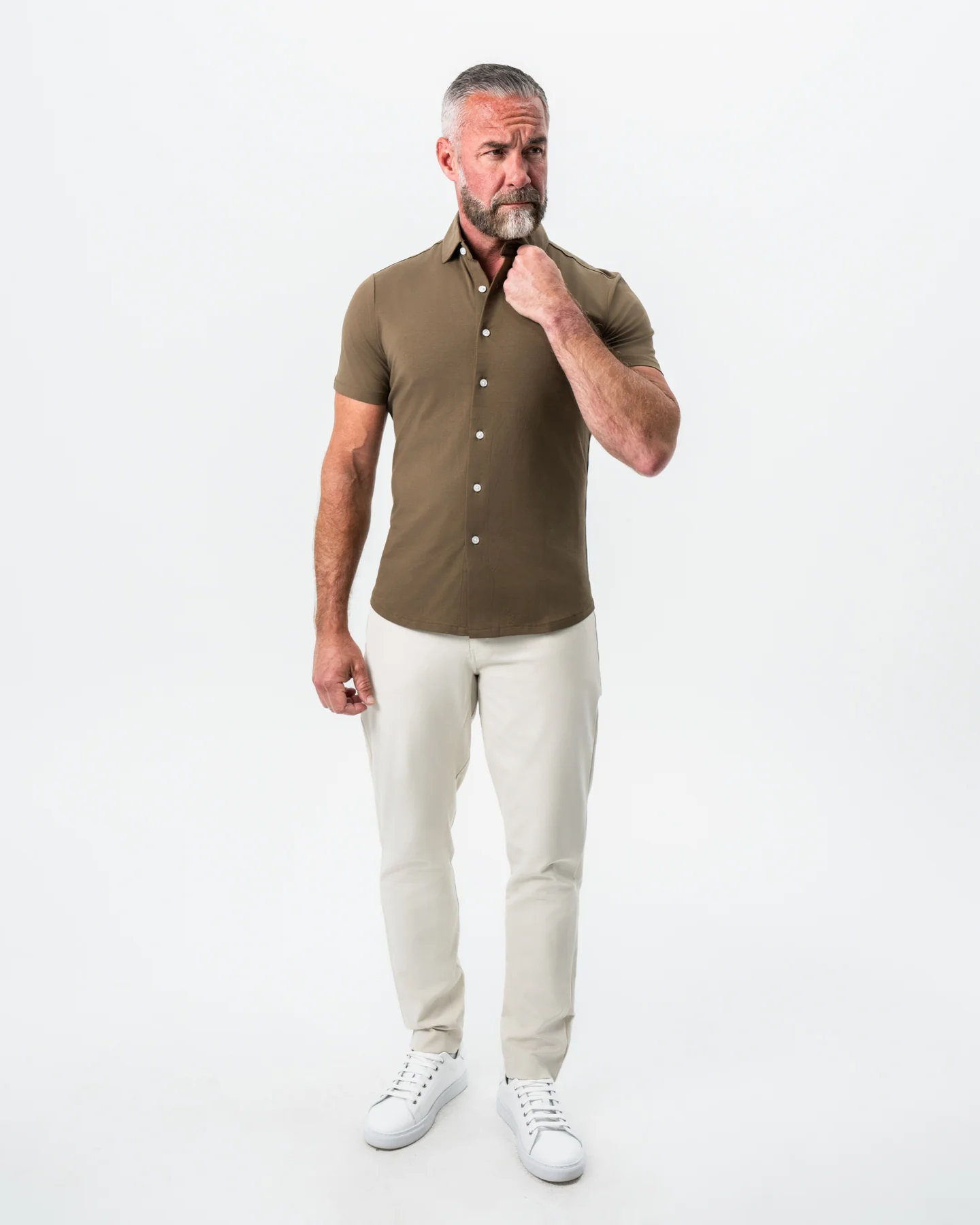 "The Lincoln" Olive Short Sleeve Button Down - Image 7