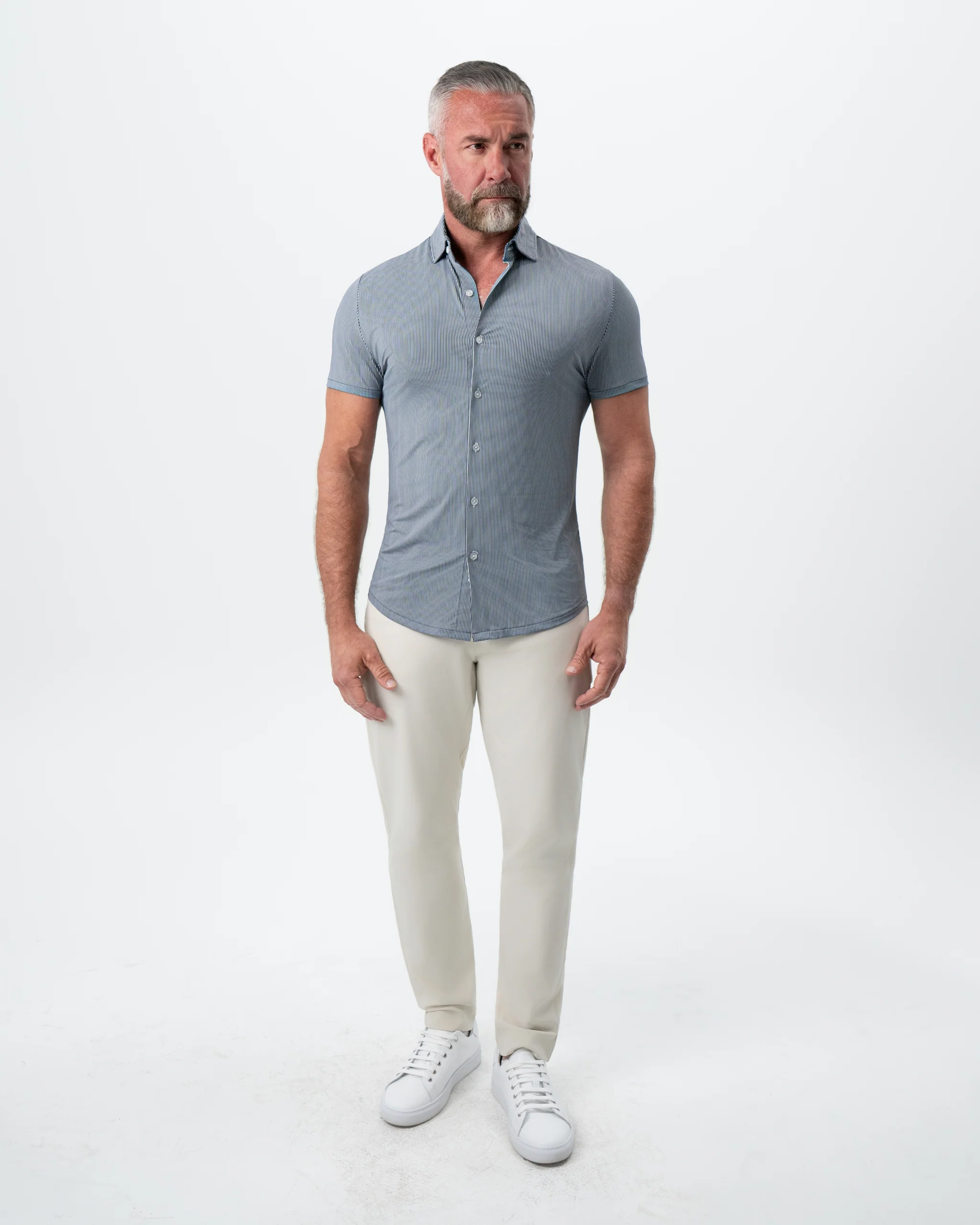 "The Lombardi" Navy Print Stripe - Image 3