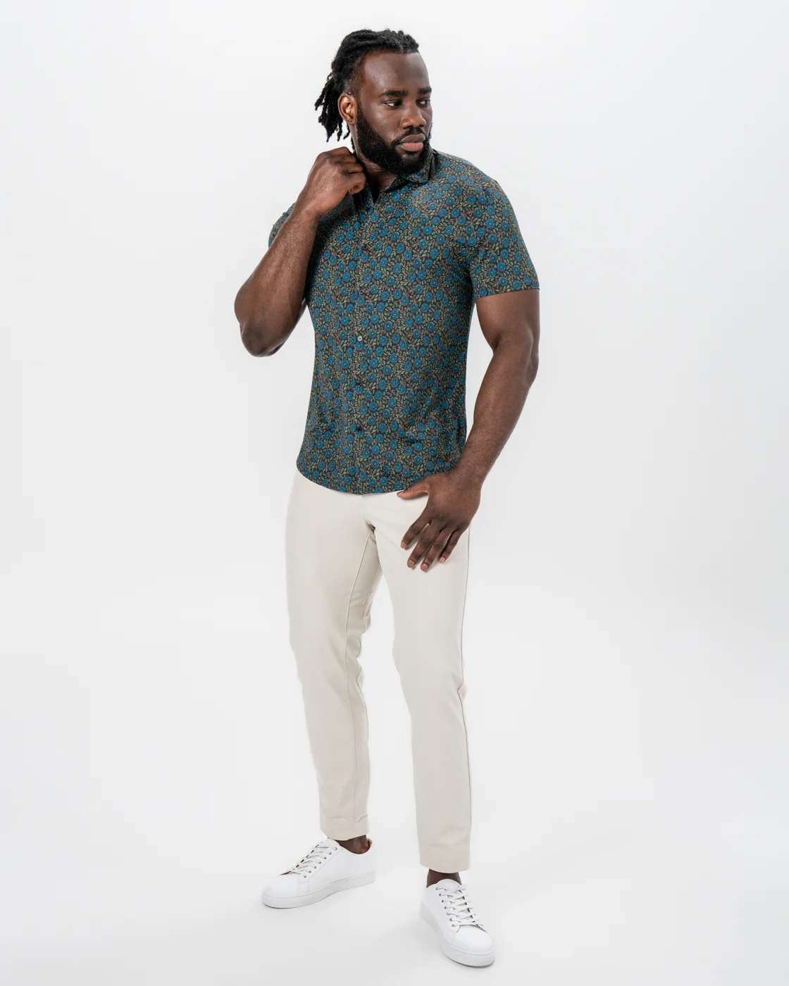 "The Lotus" Deep Brown Floral Print - Image 6