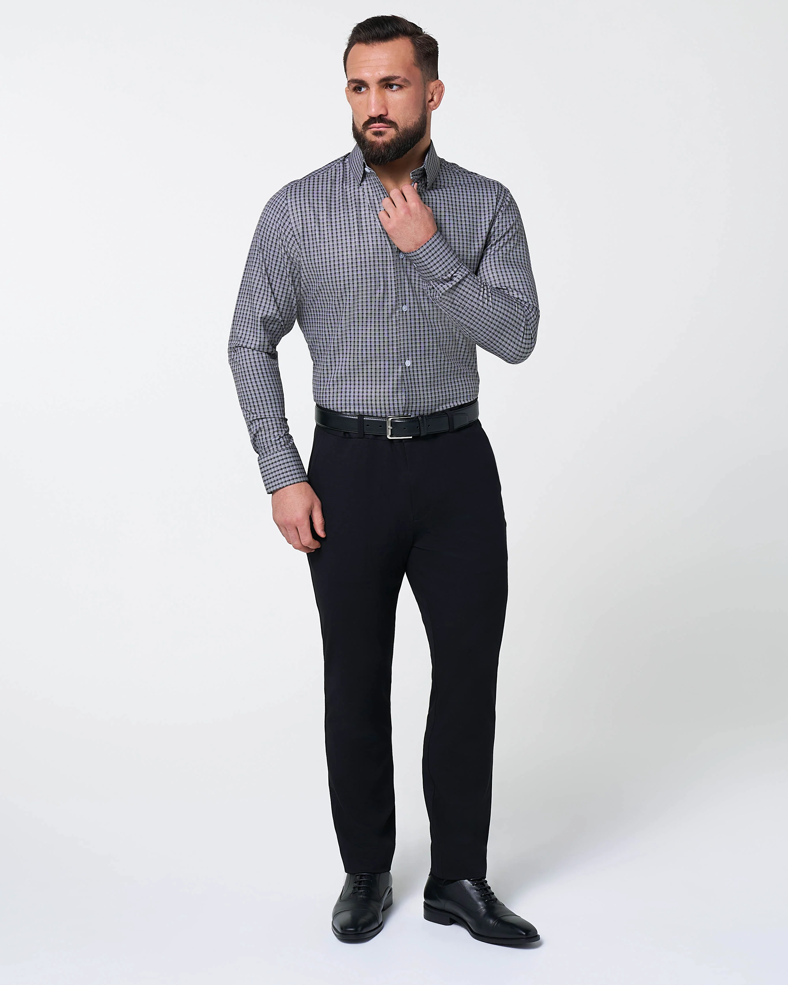 "The Mantle" White & Black Plaid - Image 3