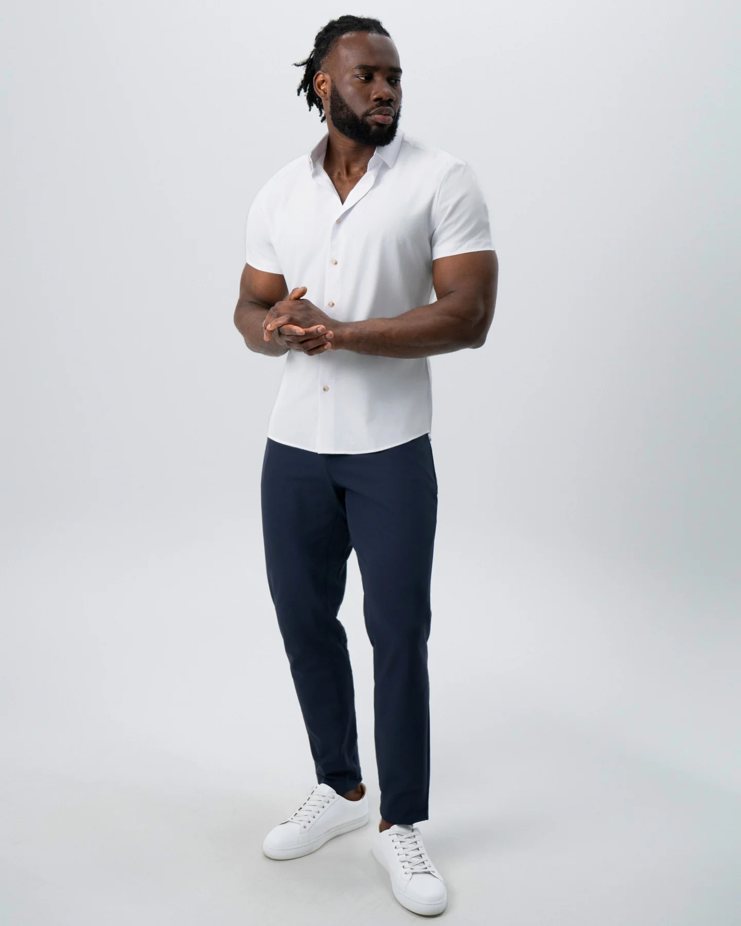 "The Marco" Solid White with Tortoise Shell Buttons - Image 6