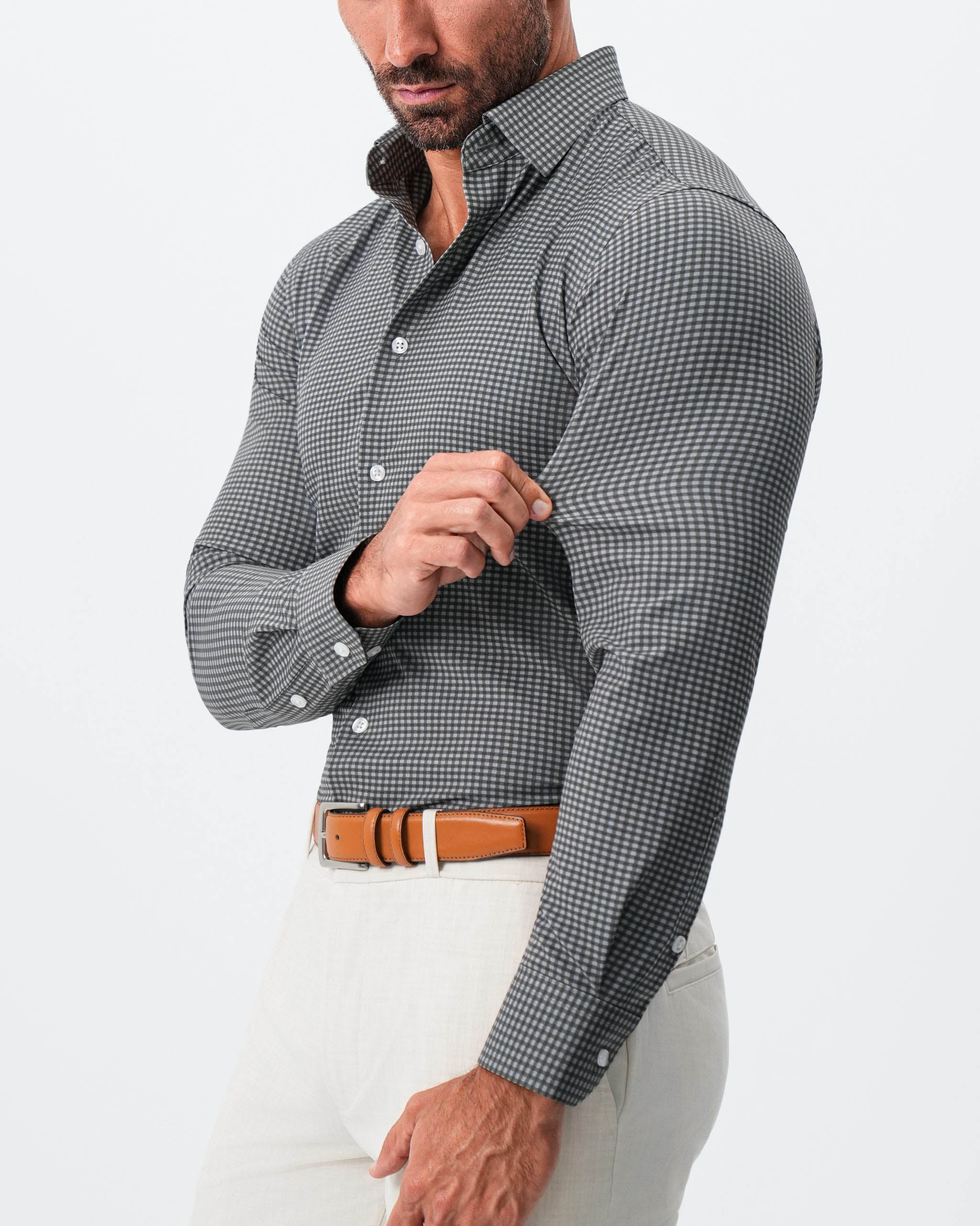 "The Matty" Dark Green & Light Blue Mini Check - Image 2