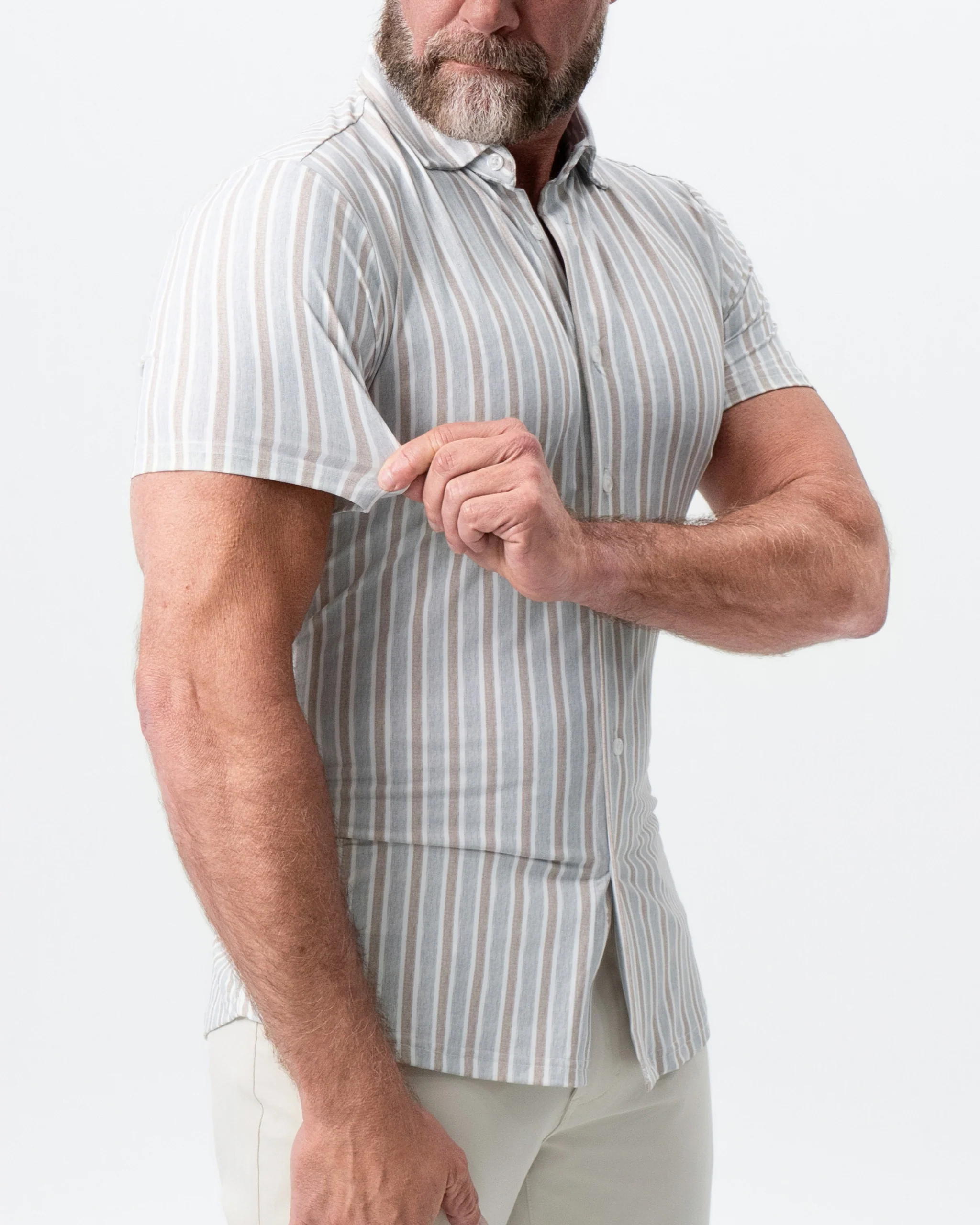 "The Maui" Light Blue & Brown Stripe - Image 2