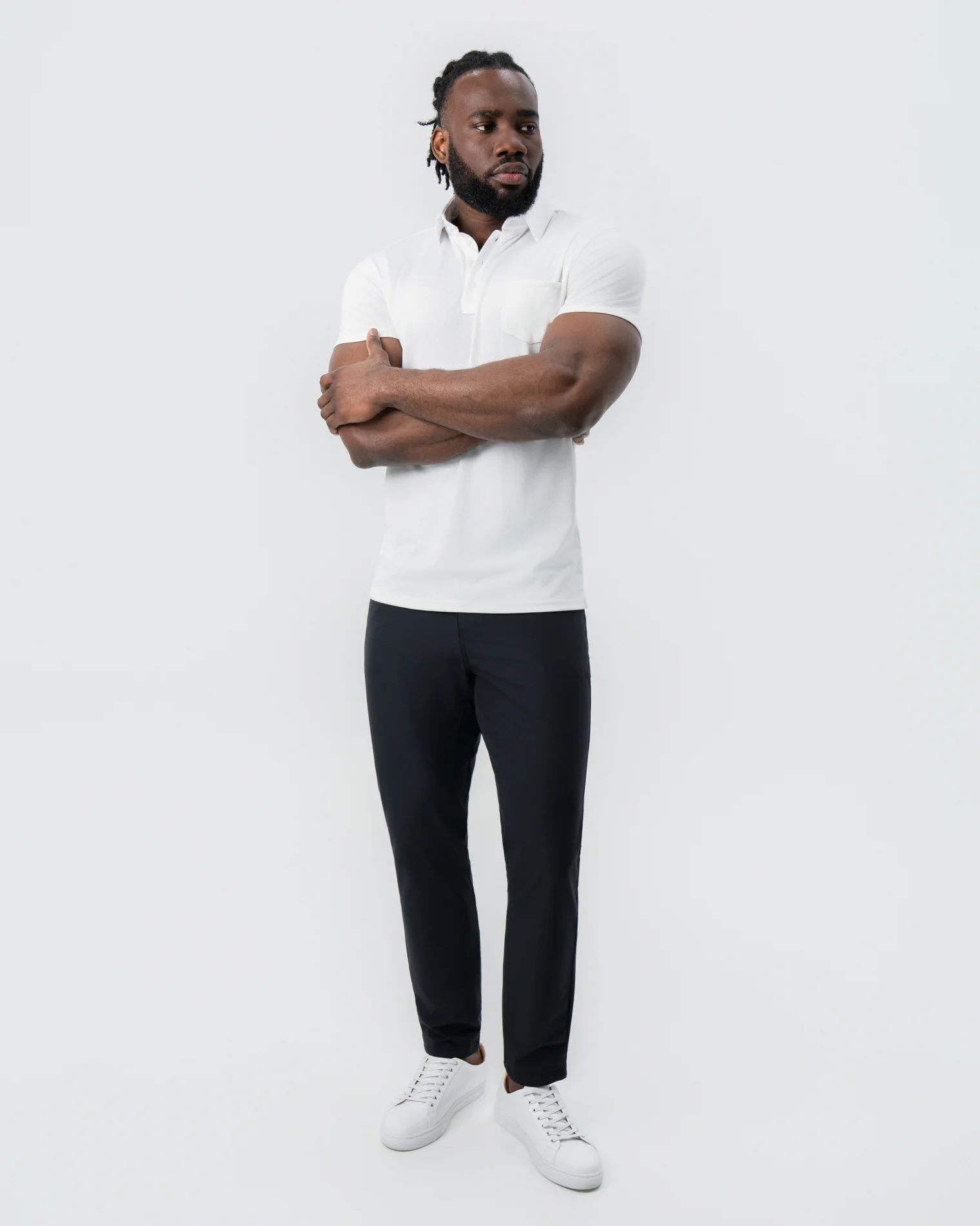"The Noah" White Pique Polo - Image 3