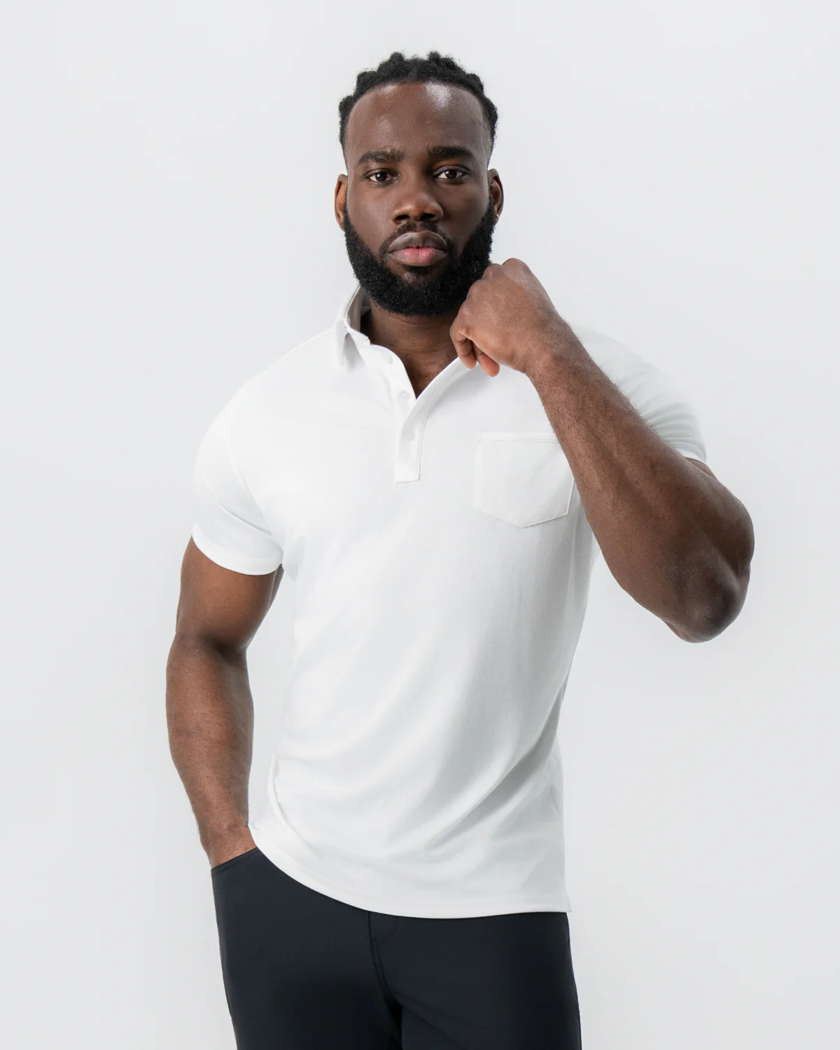 "The Noah" White Pique Polo - Image 5