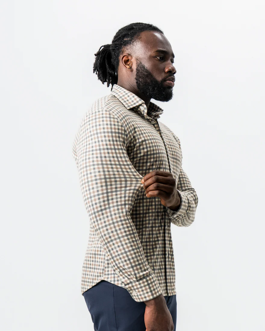 "The Palmer" Brown, Grey, and White Gingham Button Down - Image 3