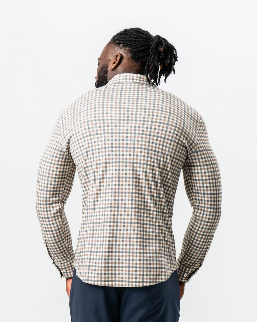 "The Palmer" Brown, Grey, and White Gingham Button Down - Image 4