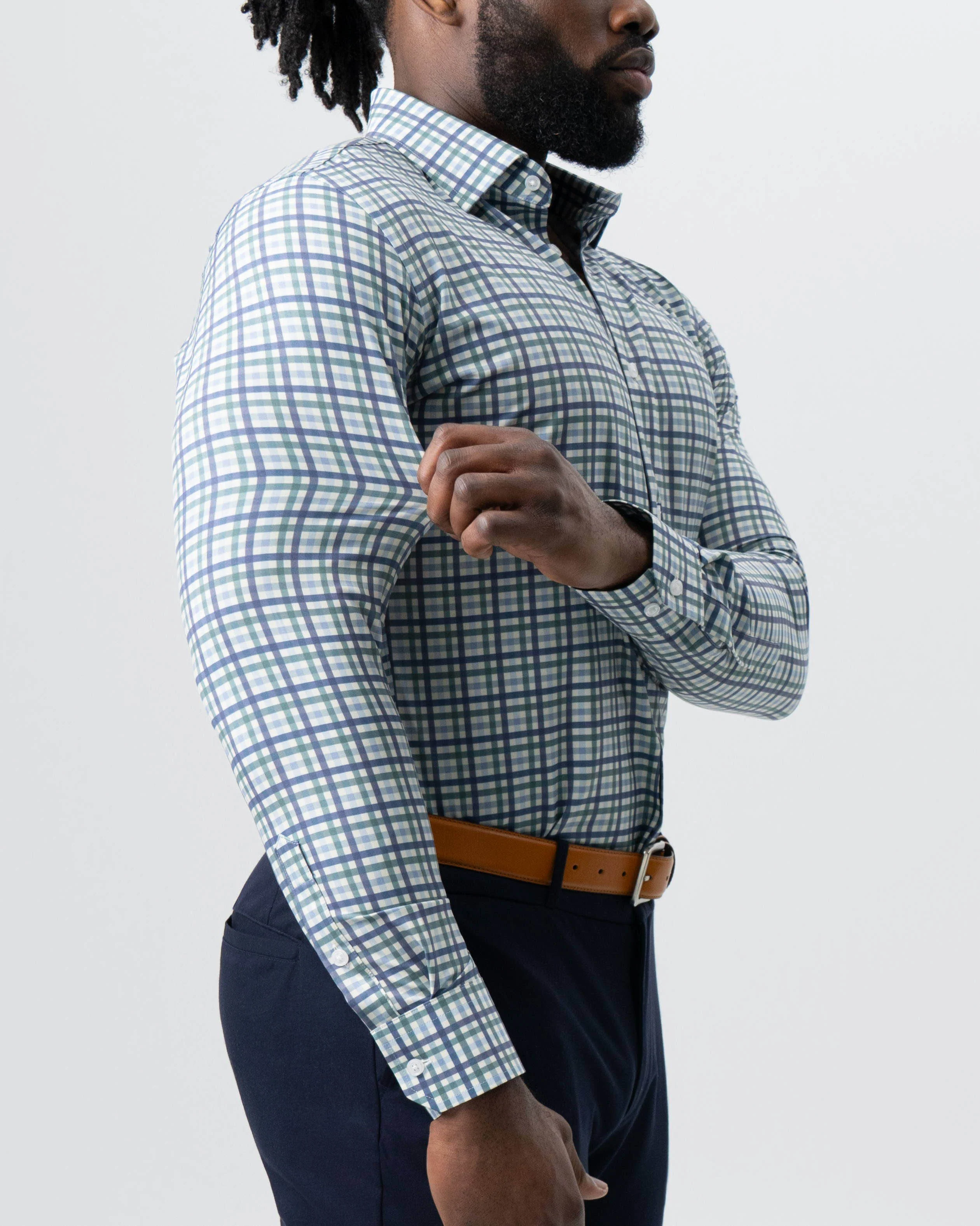 "The Parker" Navy, Light Blue and Pine Green Gingham - Image 3