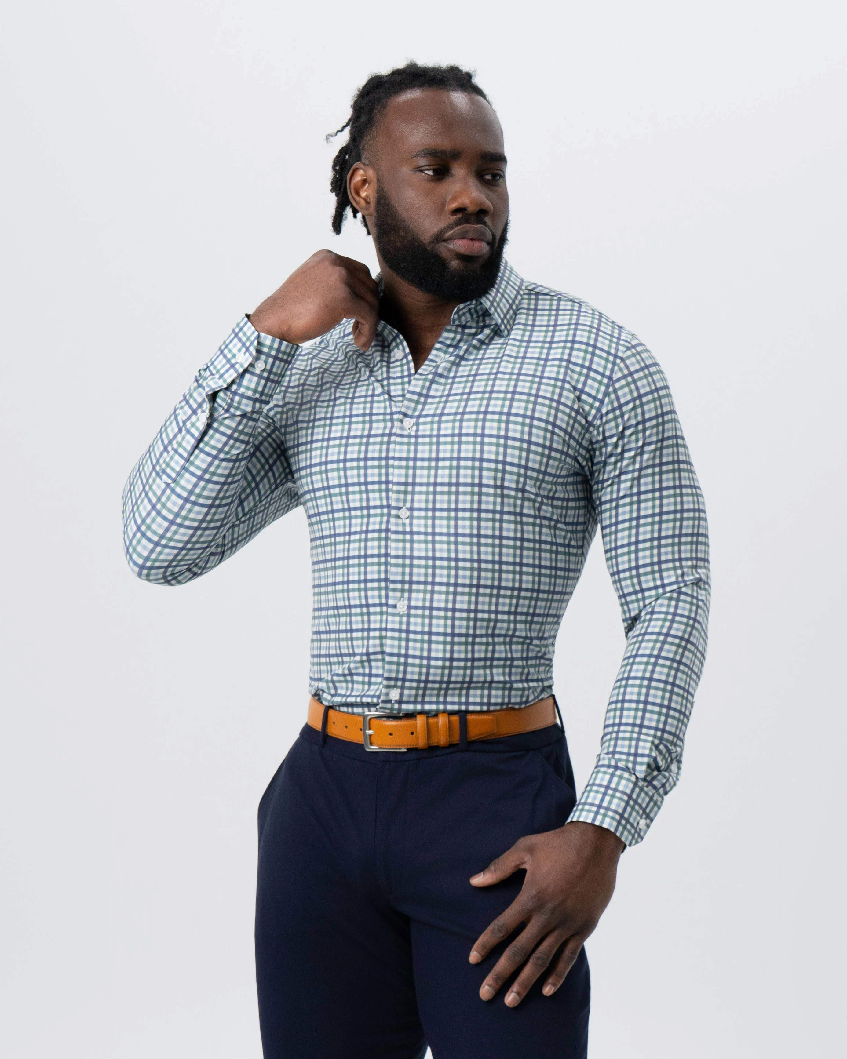 "The Parker" Navy, Light Blue and Pine Green Gingham - Image 4