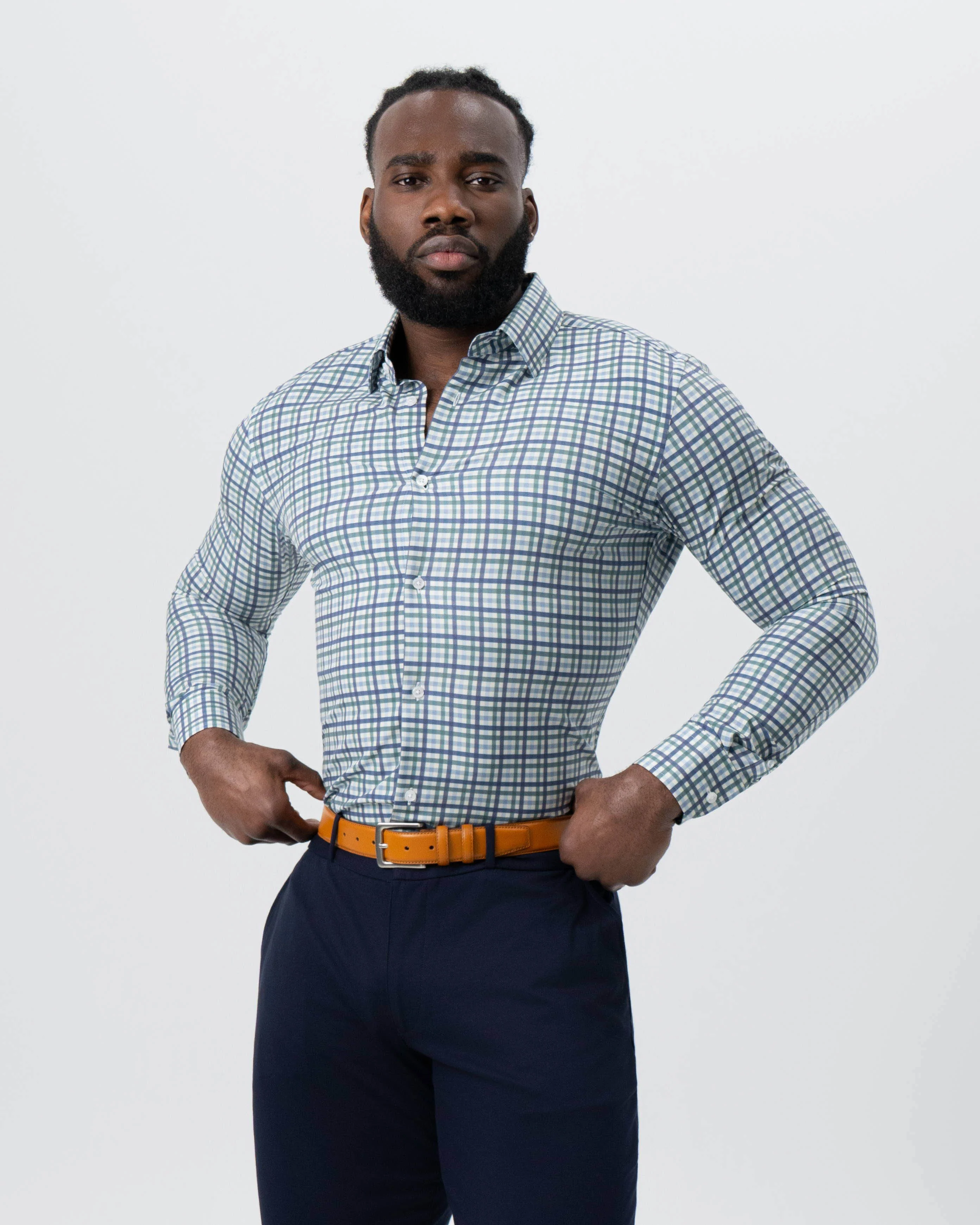 "The Parker" Navy, Light Blue and Pine Green Gingham - Image 5