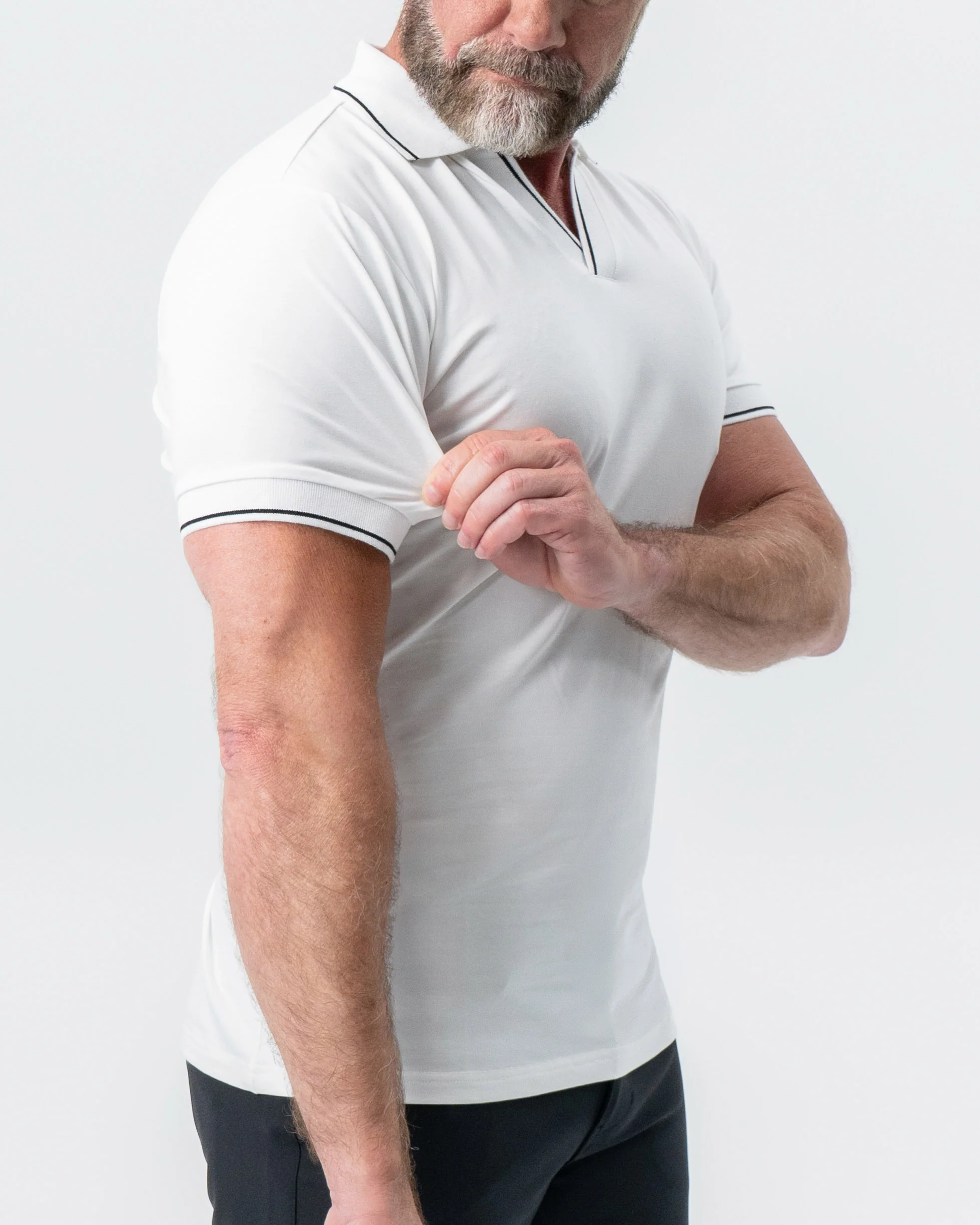 "The Parkway" White with Black Tipped Polo - Image 2