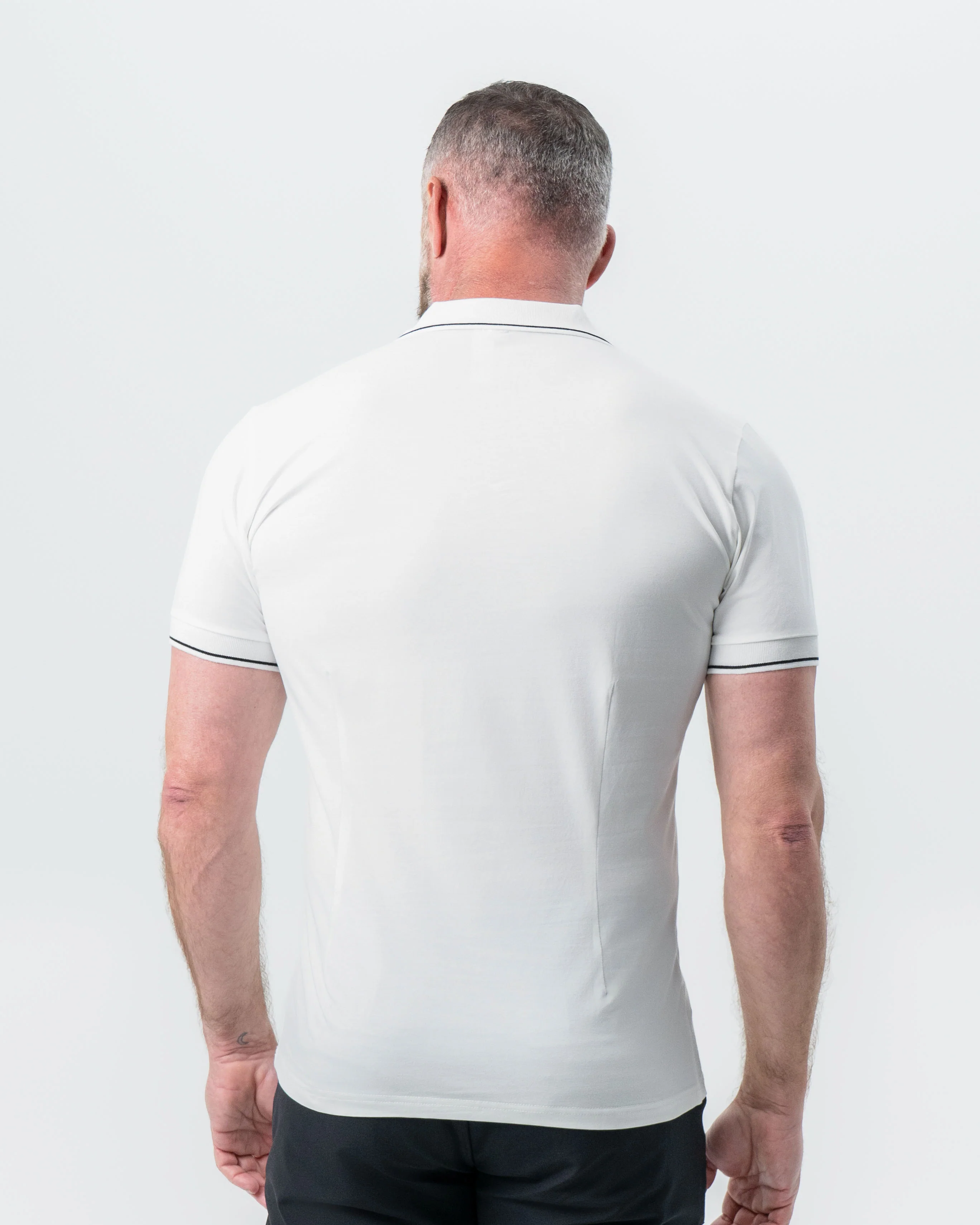 "The Parkway" White with Black Tipped Polo - Image 3