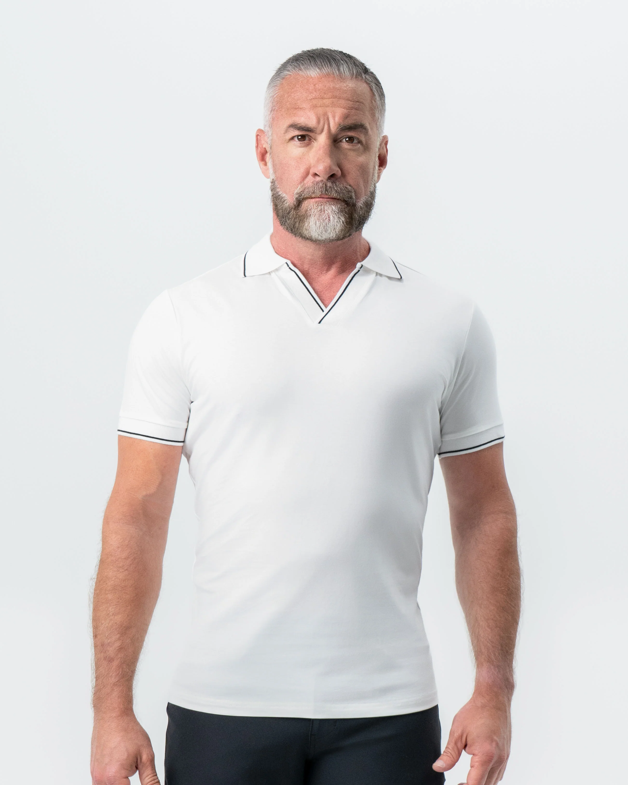 "The Parkway" White with Black Tipped Polo - Image 5