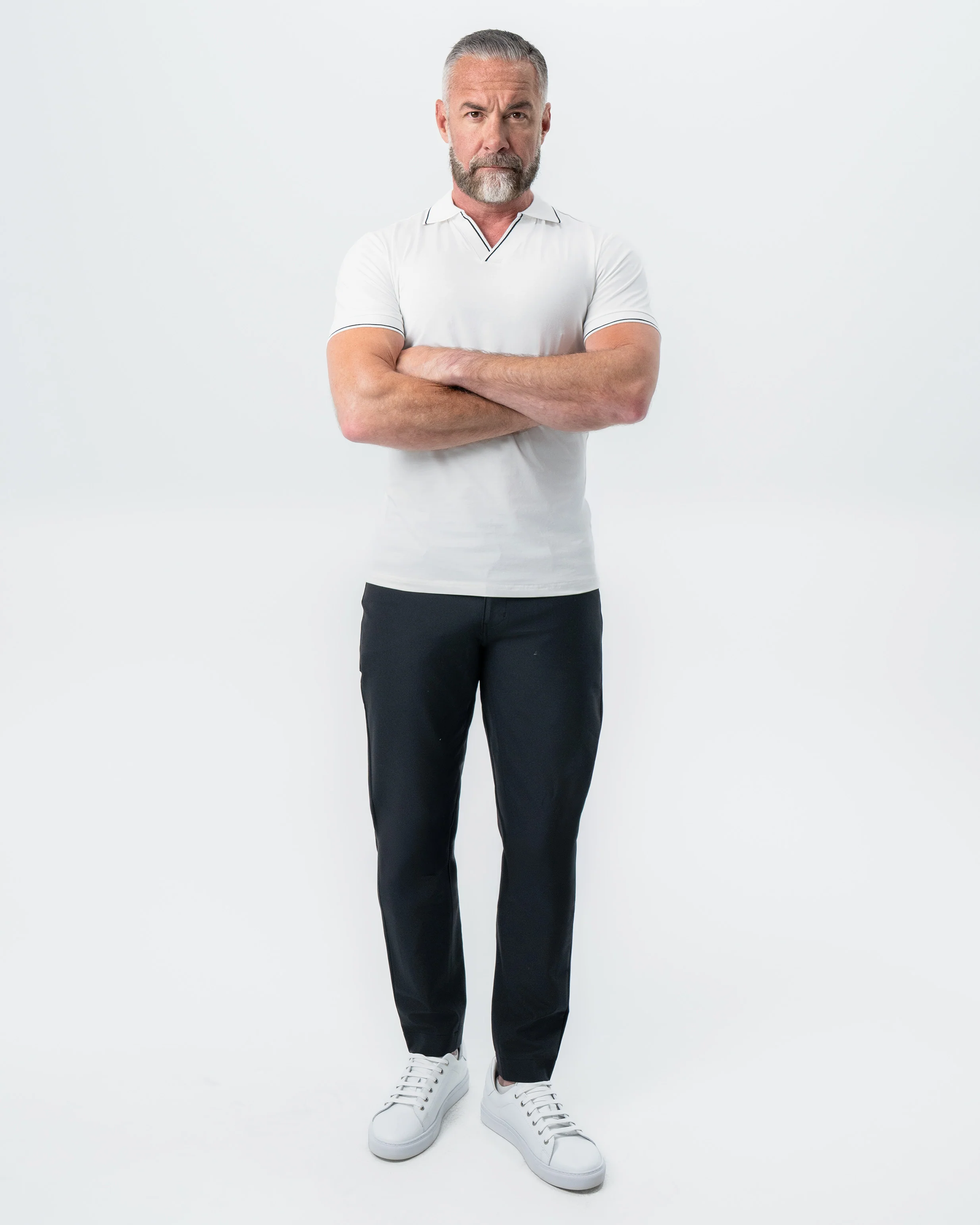 "The Parkway" White with Black Tipped Polo - Image 6