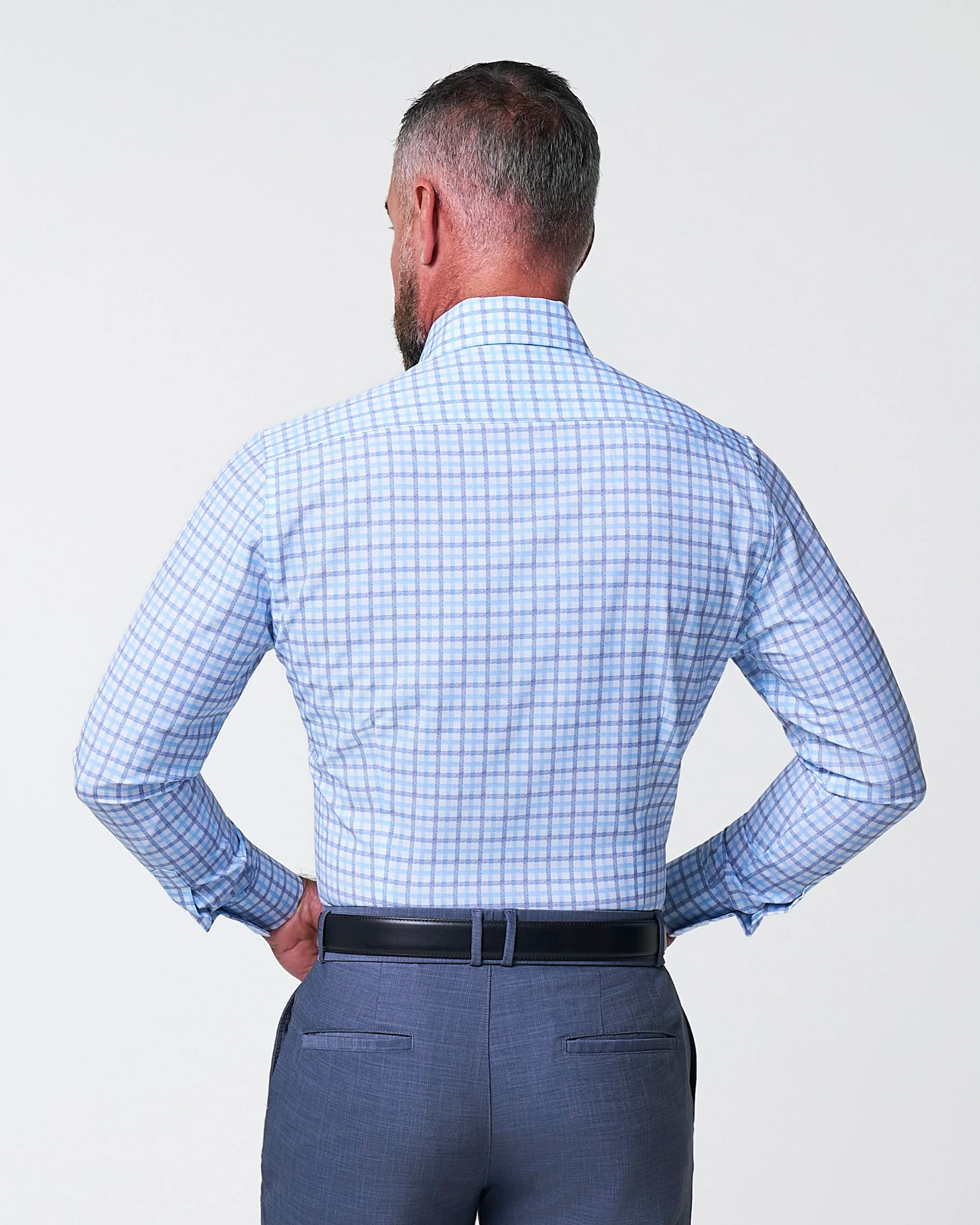 "The Sidney" Light Blue, White & Navy Faded Check - Image 4