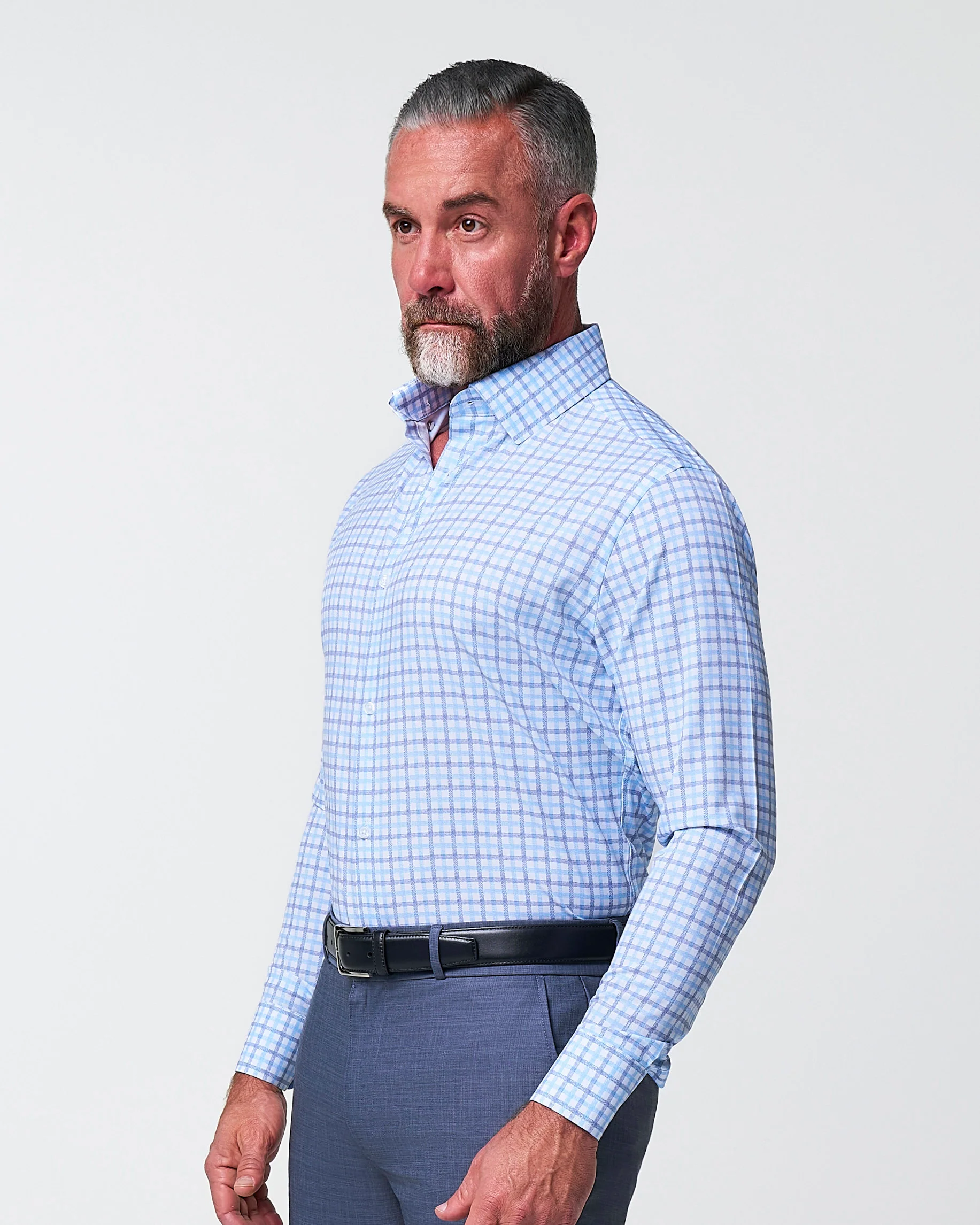 "The Sidney" Light Blue, White & Navy Faded Check - Image 5
