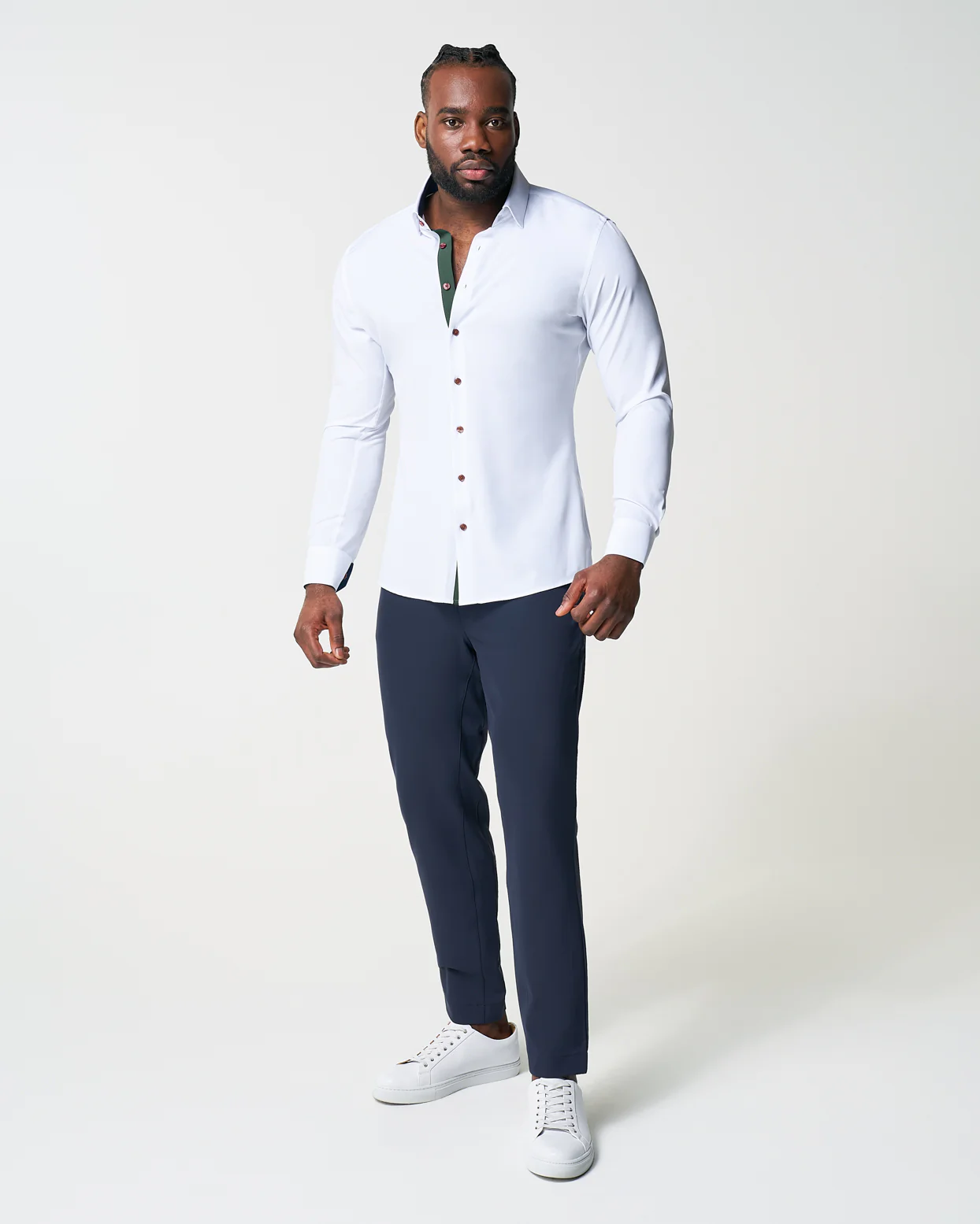 "The Smokey" Solid White With Olive Accents - Image 6