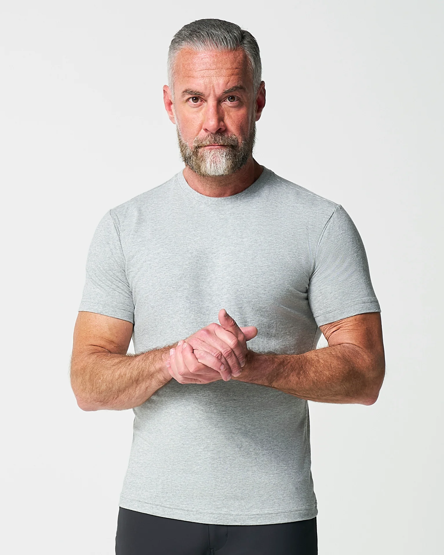 "The Sutton" Heathered Light Grey Short Sleeve Crewneck - Image 3