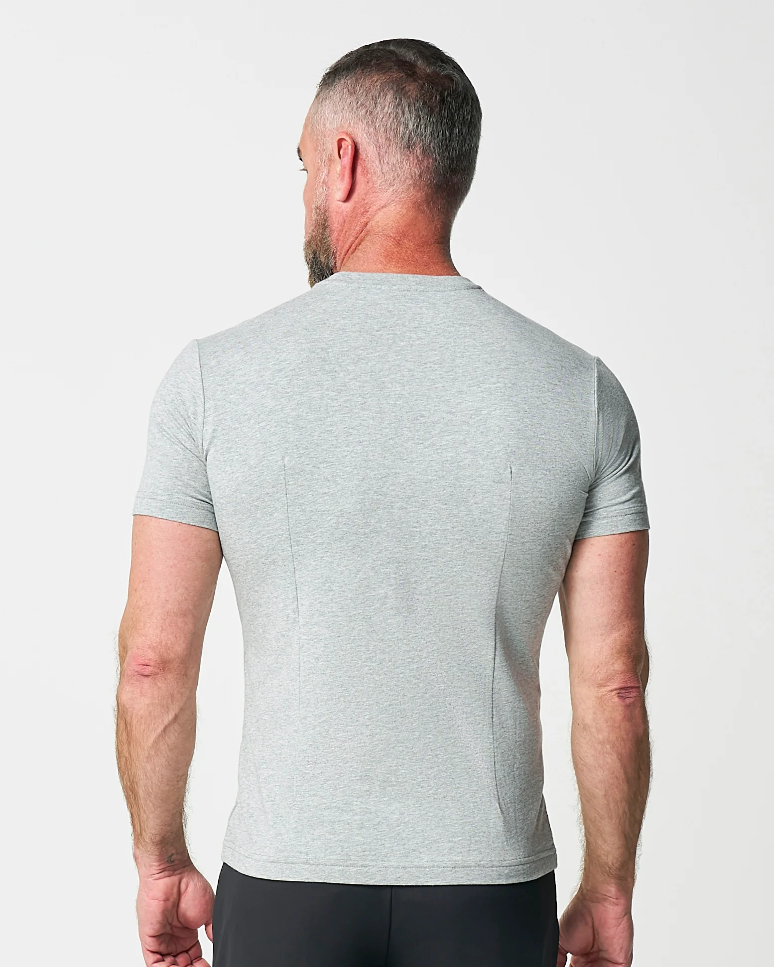 "The Sutton" Heathered Light Grey Short Sleeve Crewneck - Image 4
