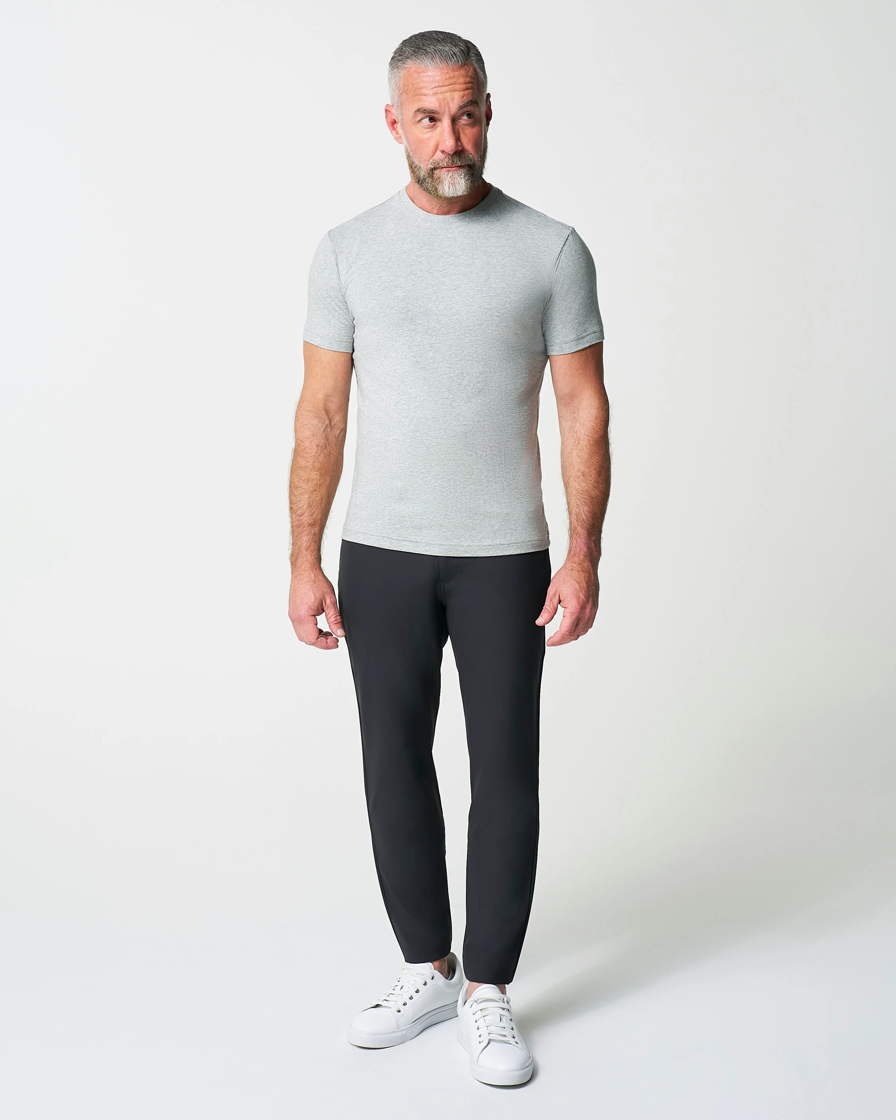 "The Sutton" Heathered Light Grey Short Sleeve Crewneck - Image 5